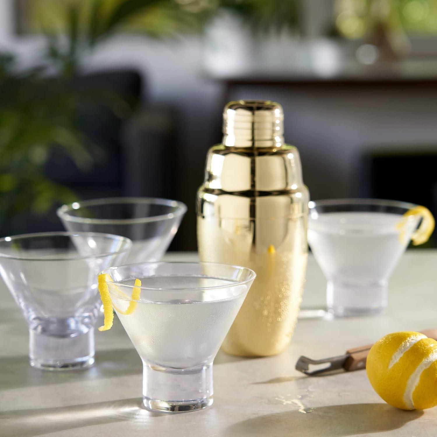 Viski Raye Heavy Base Crystal Stemless Martini Glasses