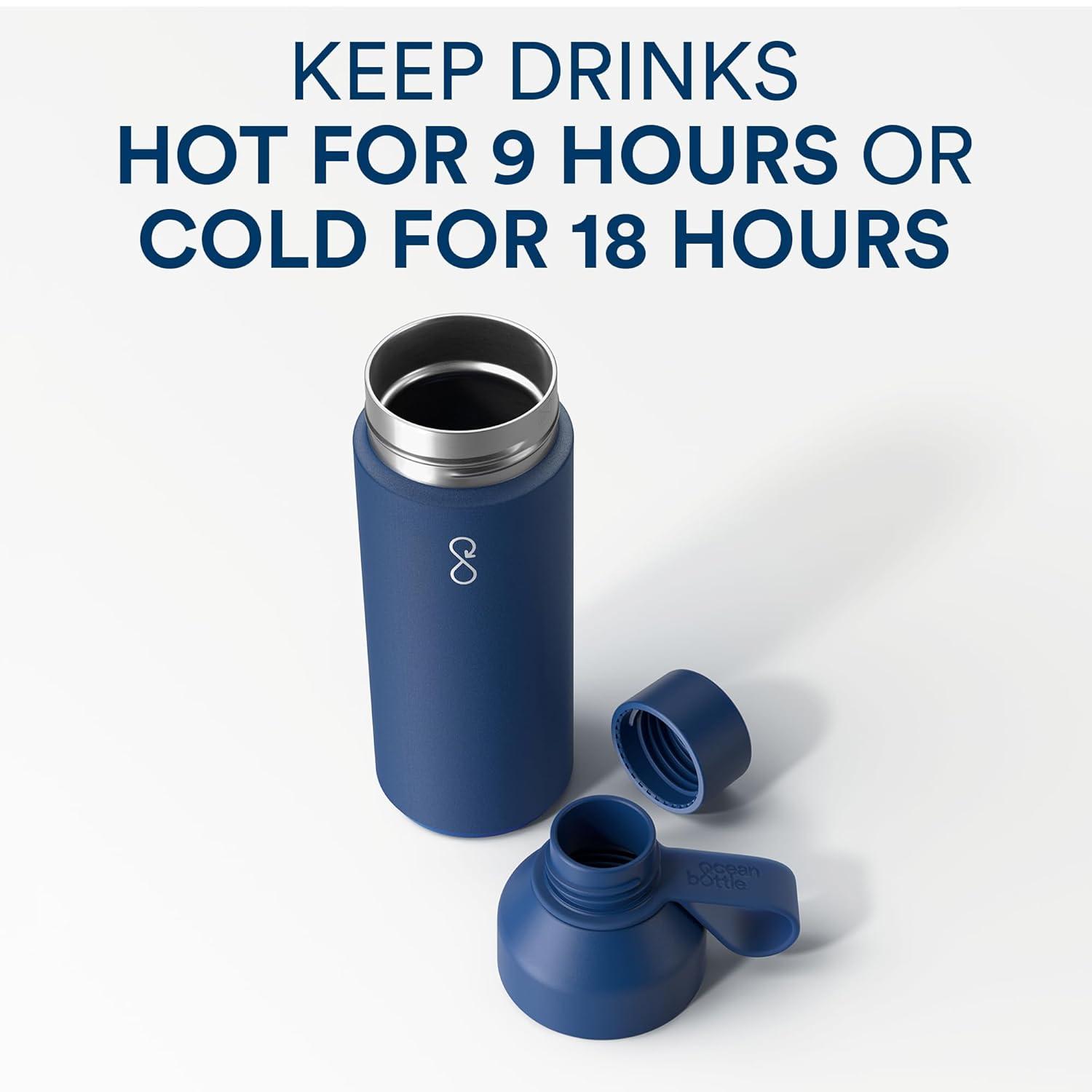 Ocean Blue 34 oz Recycled Stainless Steel Water Bottle