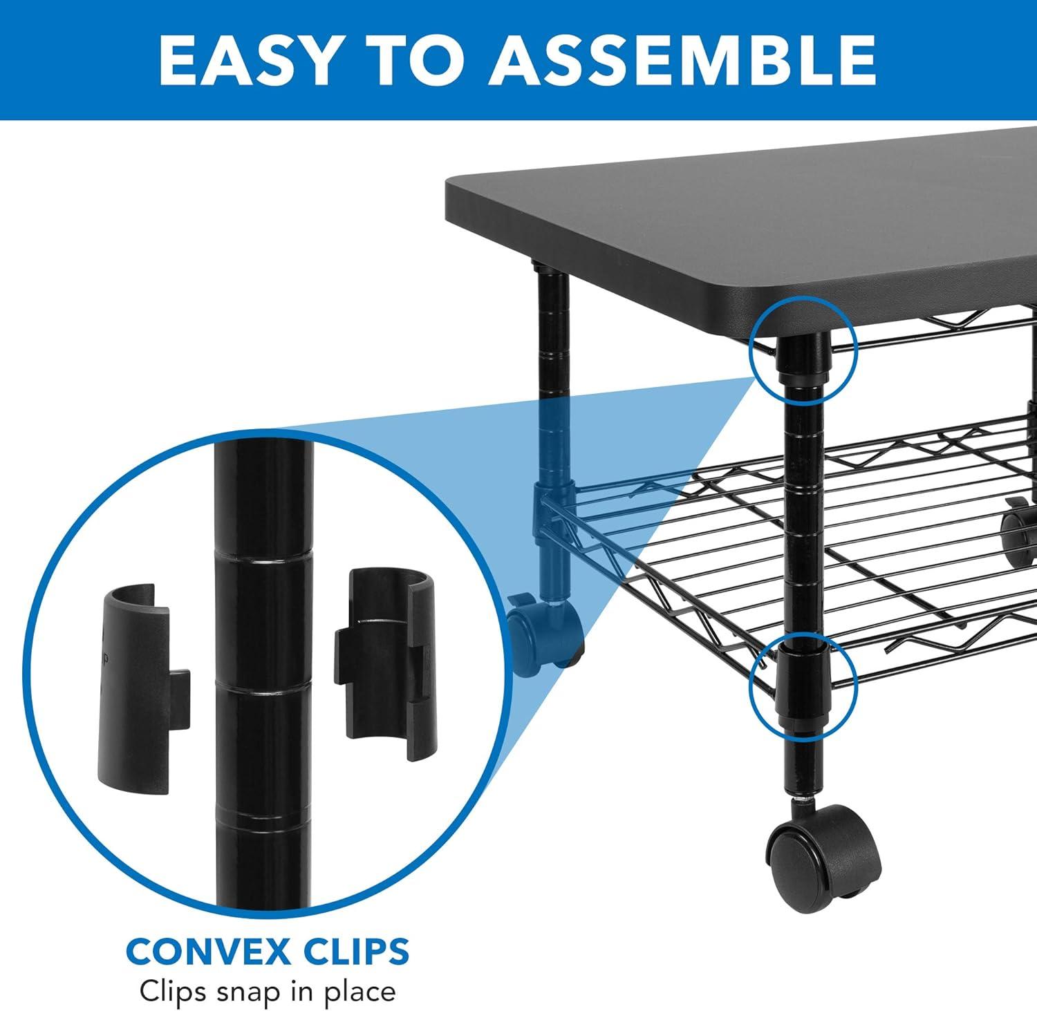 Mount-It! Under Desk Printer Stand with Wheels & Storage Shelf for Office and Home Use, 2 Tiers