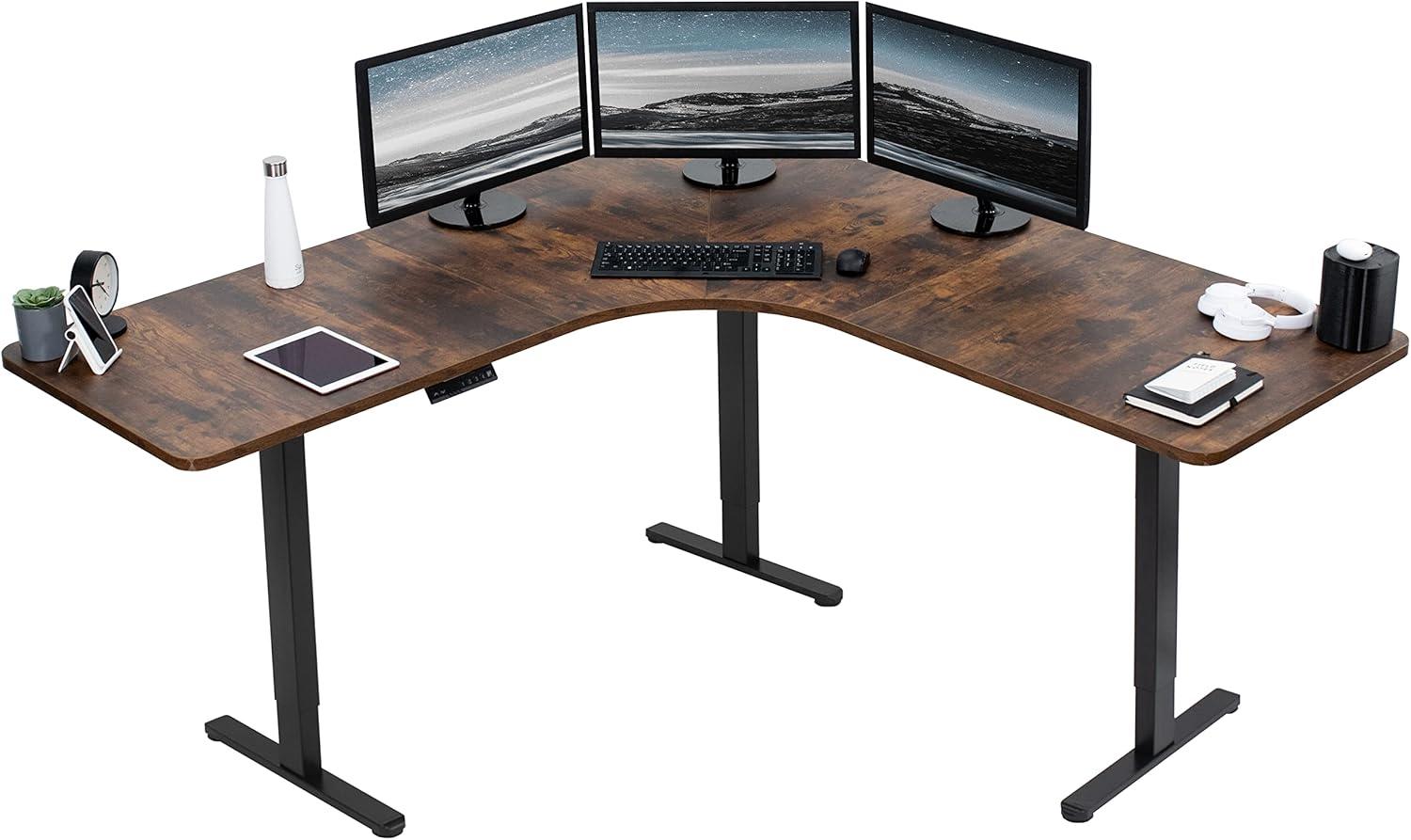 VIVO Electric 71" x 71" Curved Corner Stand Up Desk (E3CB2 Series)