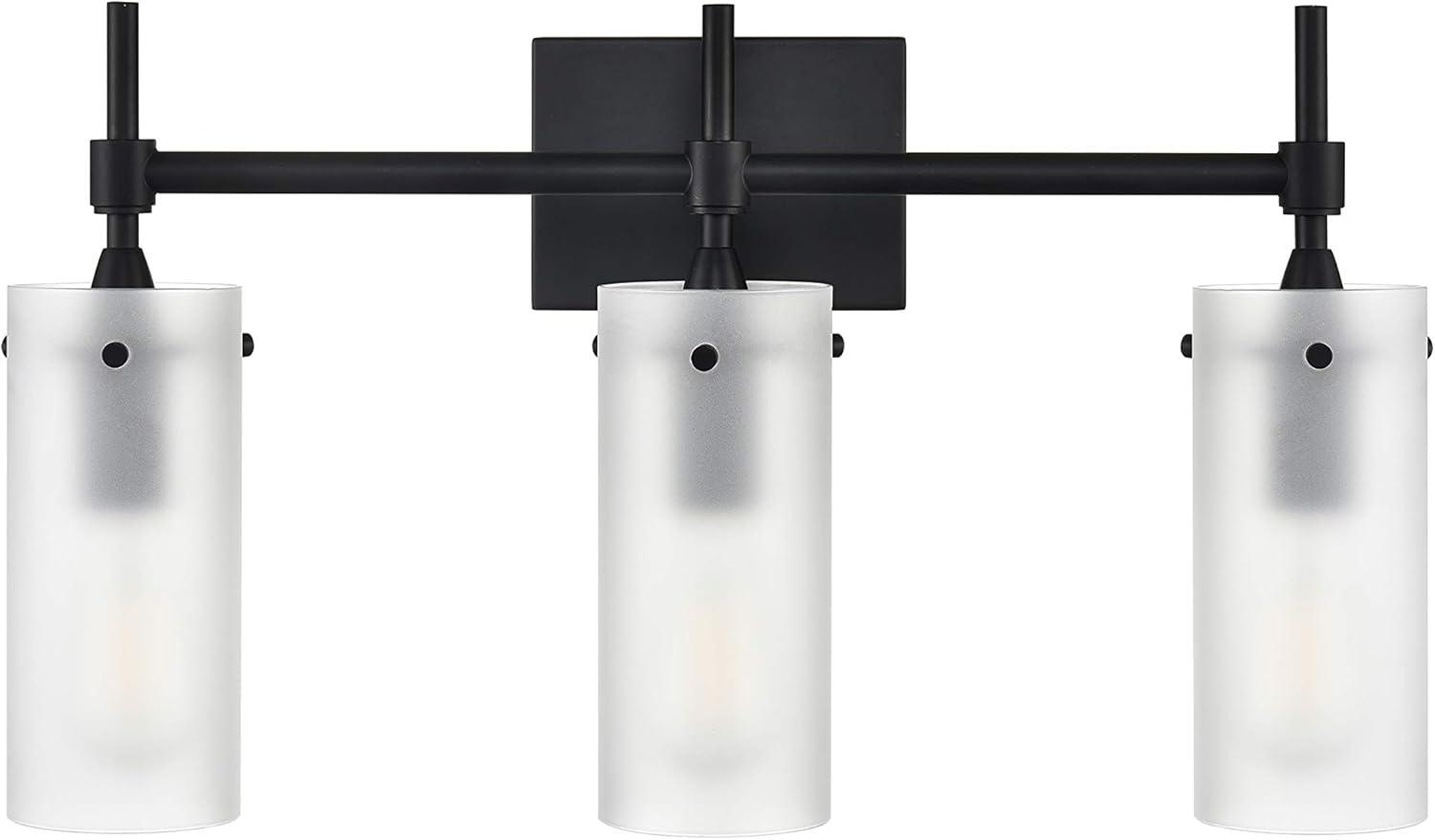 Linea di Liara Effimero Modern Farmhouse Bathroom Vanity Lights Fixtures 3 Lights Over Mirror Matte Black Vanity Lights for Bathroom Light Fixtures Industrial Lighting Frosted Glass Covers, UL Listed
