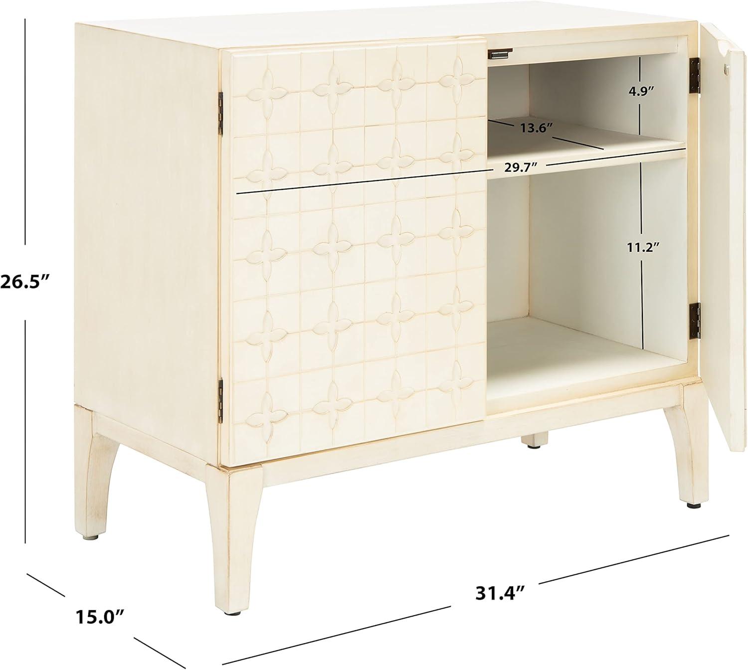 Sula 2 Door 1 Shelf Chest - Antique White - Safavieh