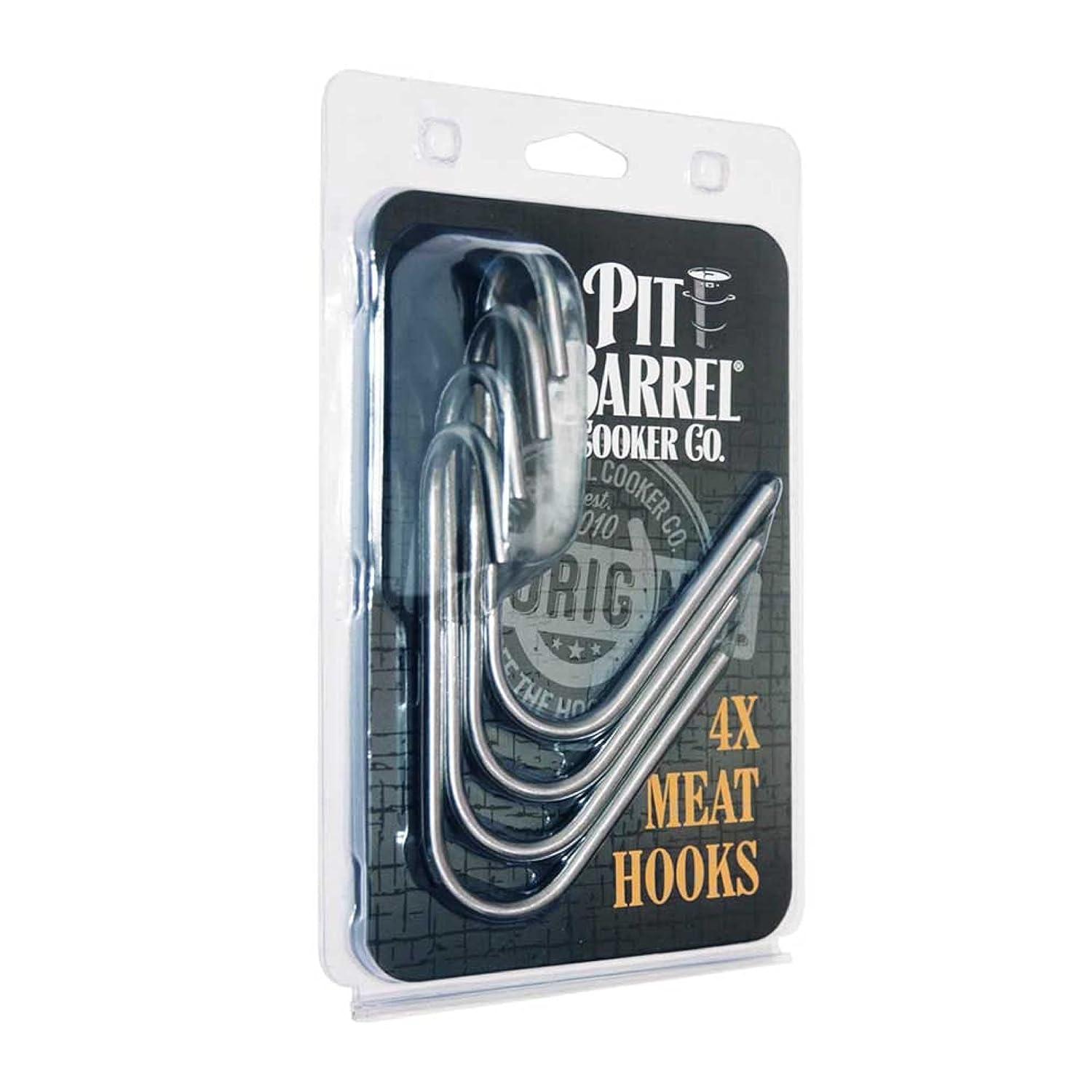 Pit Barrel Cooker Meat Hooks | Stainless Steel Meat Hooks for Barrel Cooker | BBQ Accessory for Hanging Beef, Poultry and Veggies | Set of 4