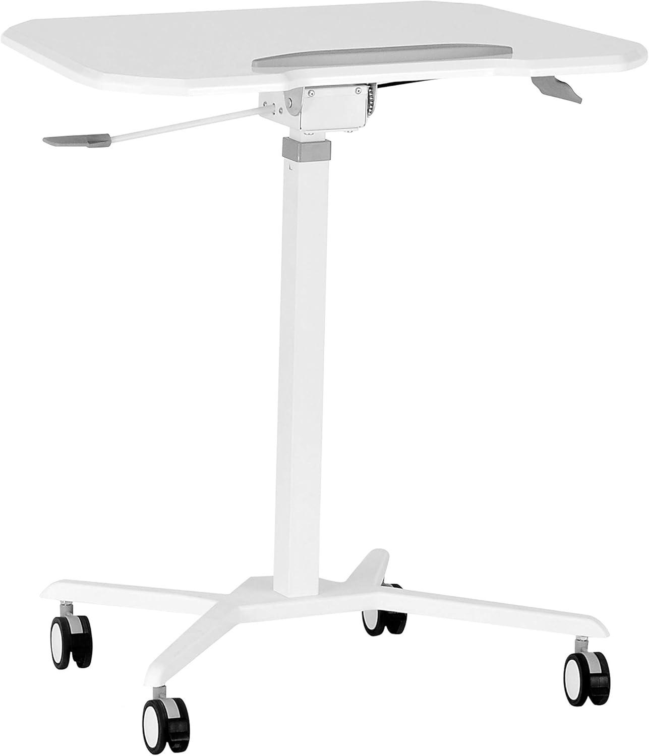 Sit To Stand Mobile Laptop Computer Stand with Height Adjustable White - Techni Mobili