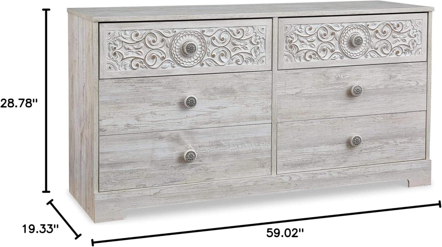 Signature Design by Ashley Casual Paxberry 6 Drawer Dresser, Whitewash