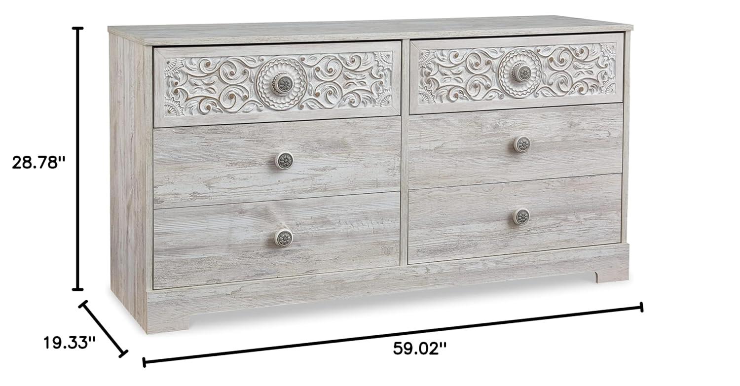 Signature Design by Ashley Casual Paxberry 6 Drawer Dresser, Whitewash