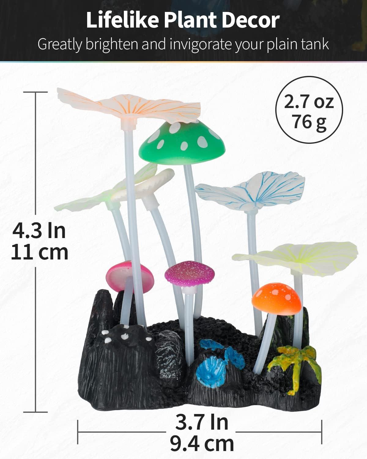 Uniclife Glowing Effect Artificial Mushroom Aquarium Plant Decor Ornament Decoration for Fish Tank Landscape