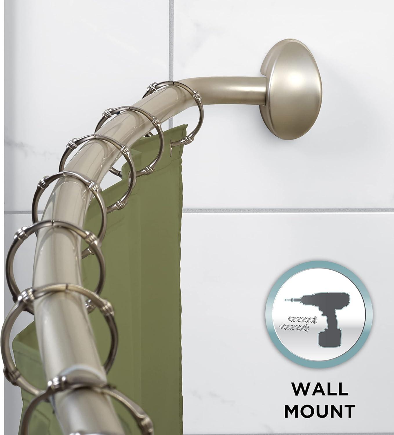 Satin Nickel Aluminum Curved Shower Curtain Rod, 44-72 Inches