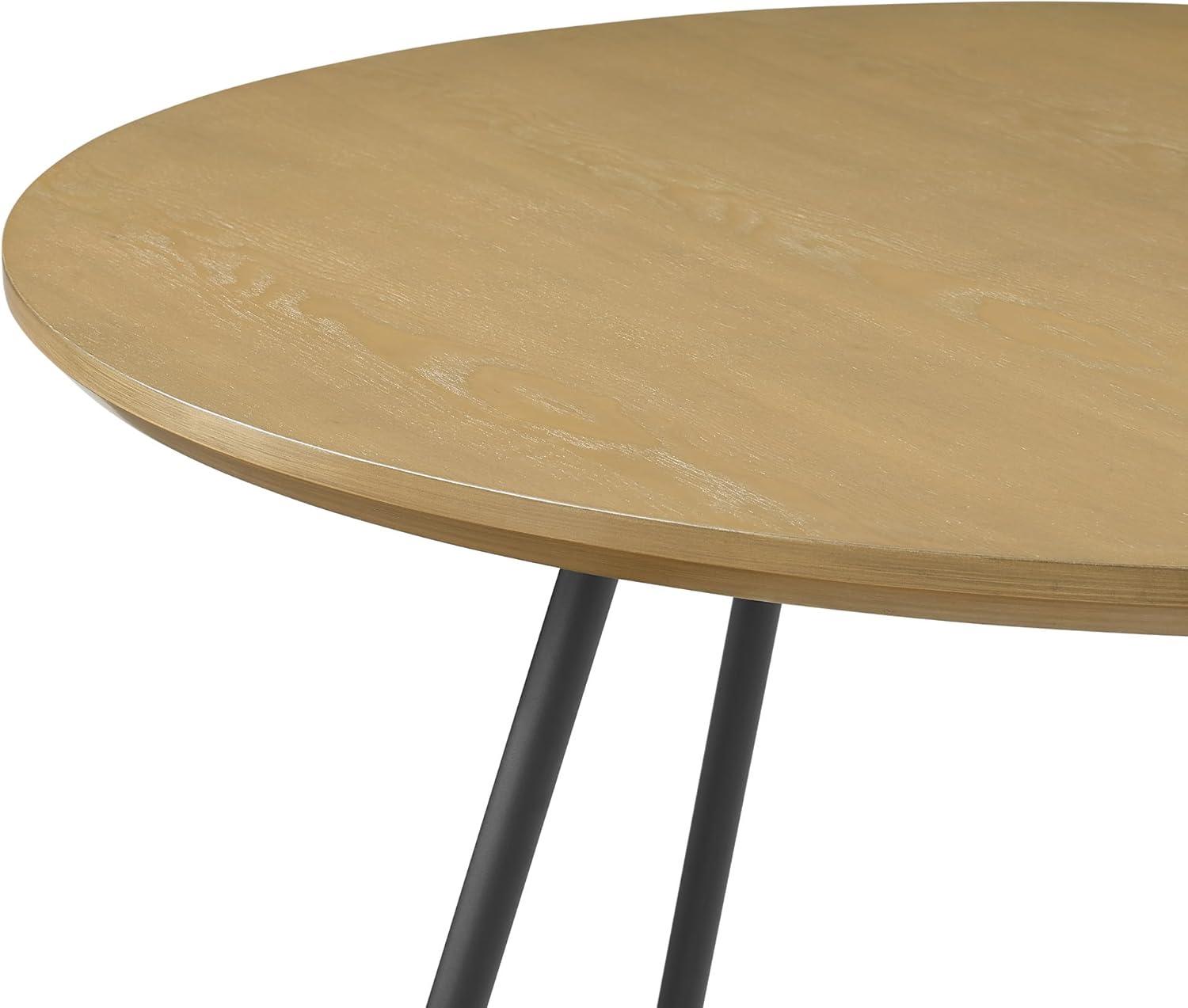 40" Modern Veneer and Metal Round Dining Table - Ash