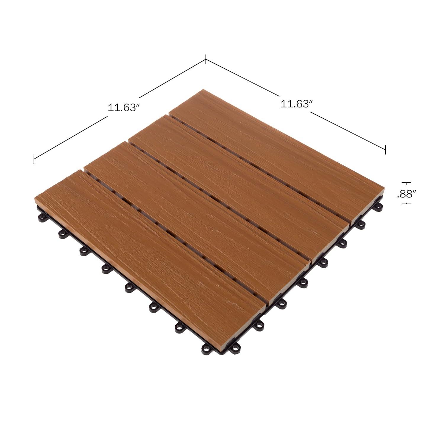 Pure Garden 11.63" x 11.63" Interlocking Deck Tile - Patio Tiles (Set of 30)