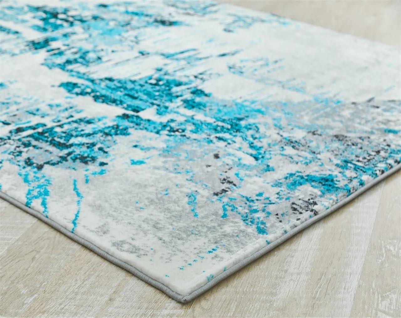 Luxe Weavers Contemporary Abstract Area Rug, Turquoise 5x7