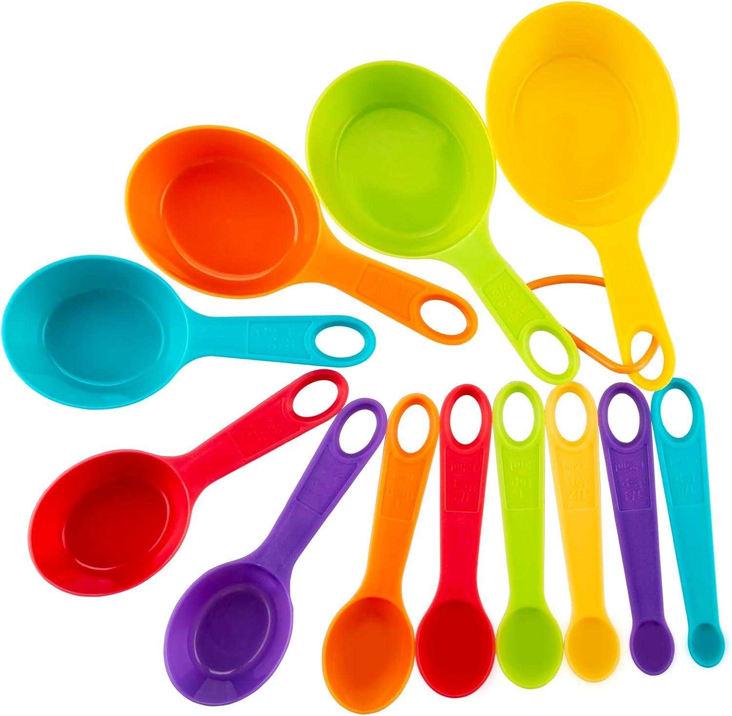 SPOORYYO 12-Piece Colorful Stackable Measuring Cup and Spoon Set for Precise Baking and Cooking