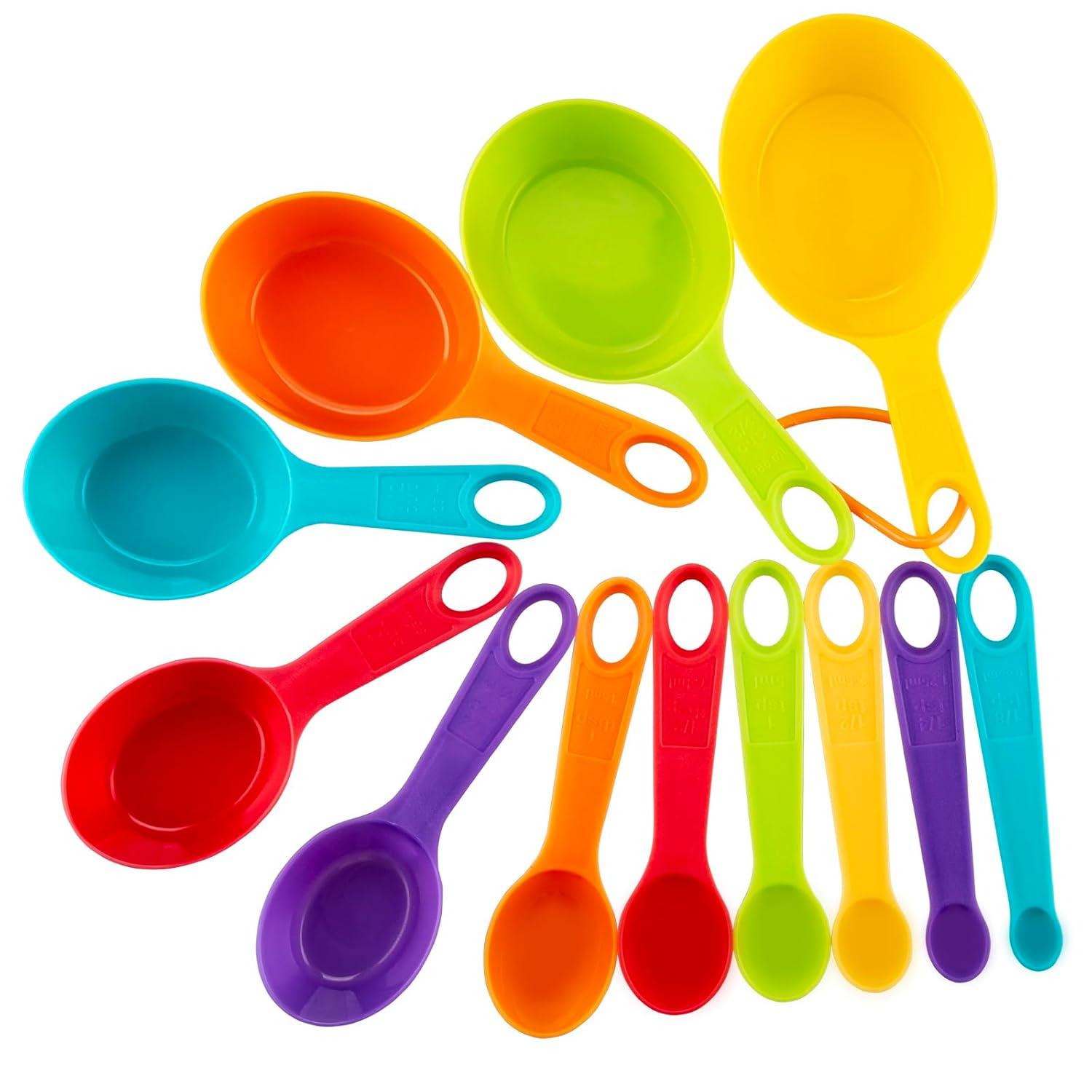 SPOORYYO 12-Piece Colorful Stackable Measuring Cup and Spoon Set for Precise Baking and Cooking