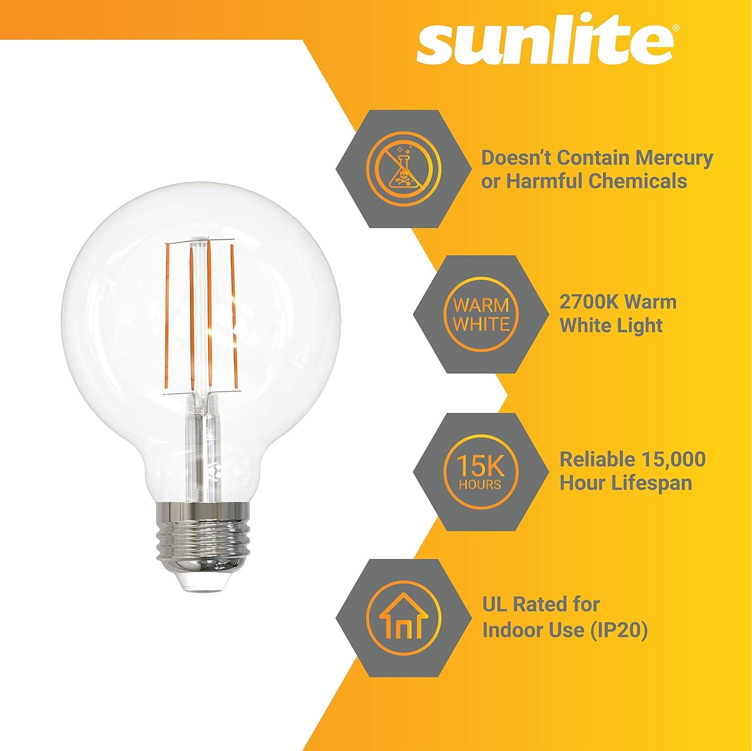 Sunlite 8.5w LED G40 Edison Globe Antique E26 Base 2700K Bulb - 100W Equiv