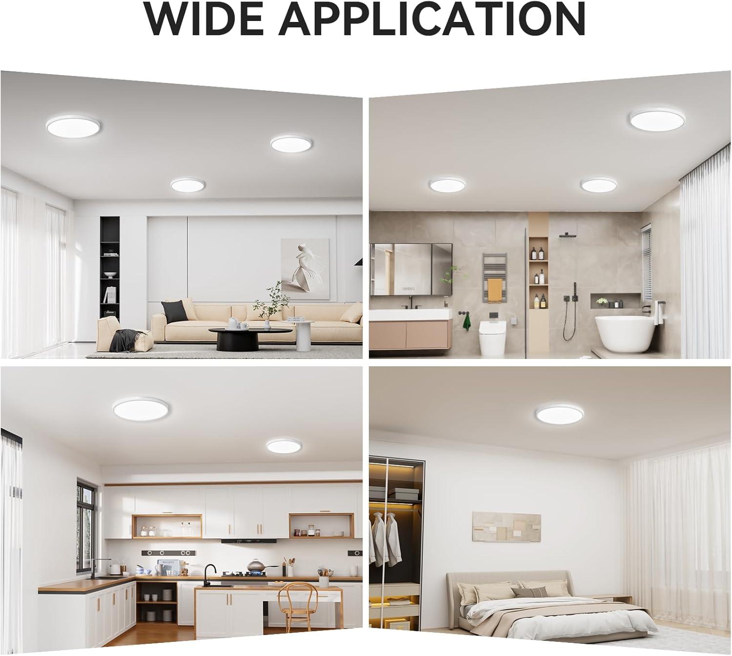 MODERN 4 Pack 28W 3200Lm LED Flush Mount Ceiling Light, Super Slim 12 Inch LED Ceiling Light, 5000K Daylight LED Ceiling Light for Bedroom, Living Room, Dining Room, Garage and Ofice