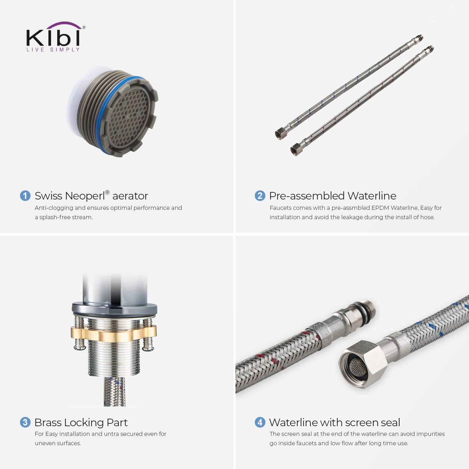 KIBI C-KBF1009CH-KPW101CH Circular Vessel Sink Faucet Single-handle Bathroom Faucet
