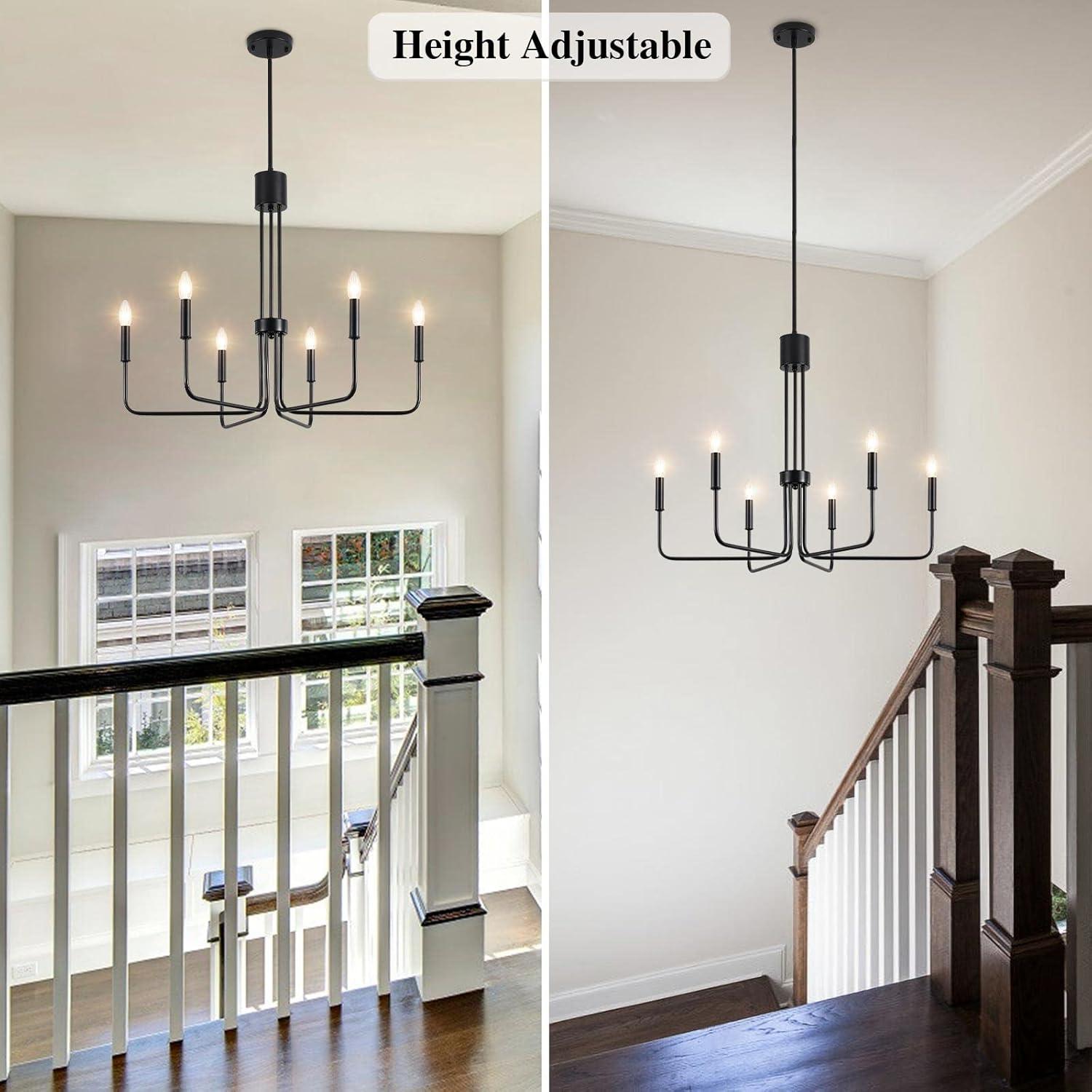 Farmhouse Chandelier Pendant Lighting Black Pendant Light Fixtures 6-Light Industrial Iron Chandeliers for Kitchen Island, Foyer, Living Room, Dining Room