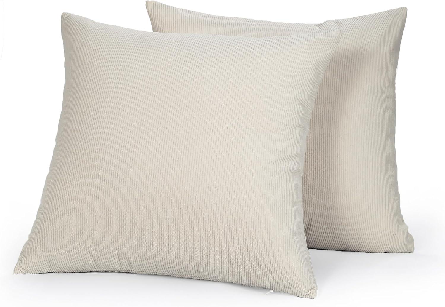 LALA & WONZ Corduroy Striped Throw Pillow Covers (Set of 2)