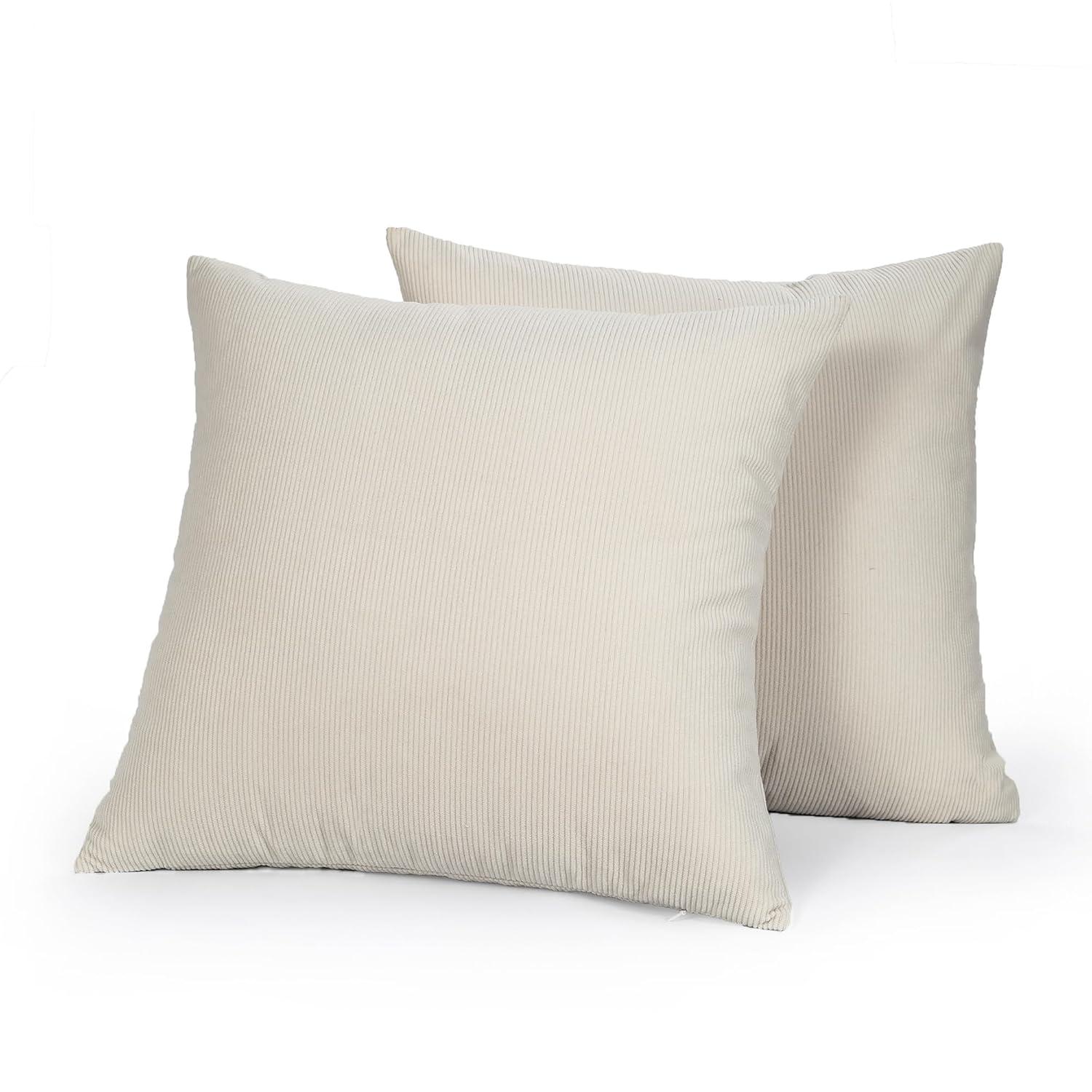 LALA & WONZ Corduroy Striped Throw Pillow Covers (Set of 2)