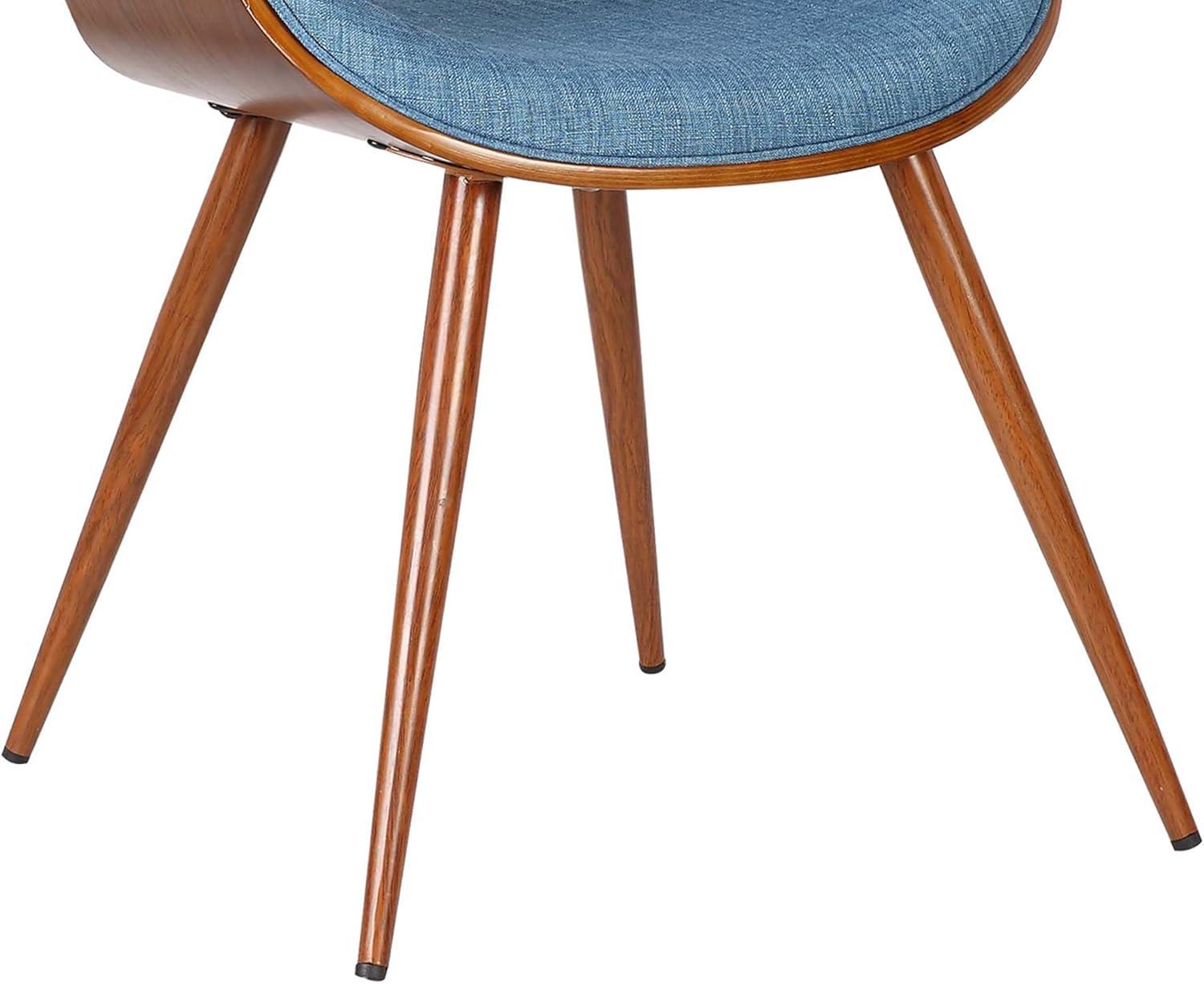 Mid-Century Modern Upholstered Blue Wood Side Chair