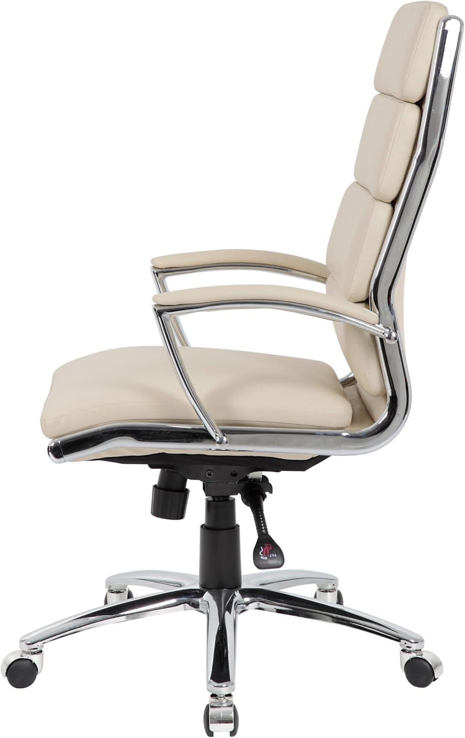 Contemporary Striped Executive Office Chair Beige with Lumbar Support & Casters - Boss Office Products