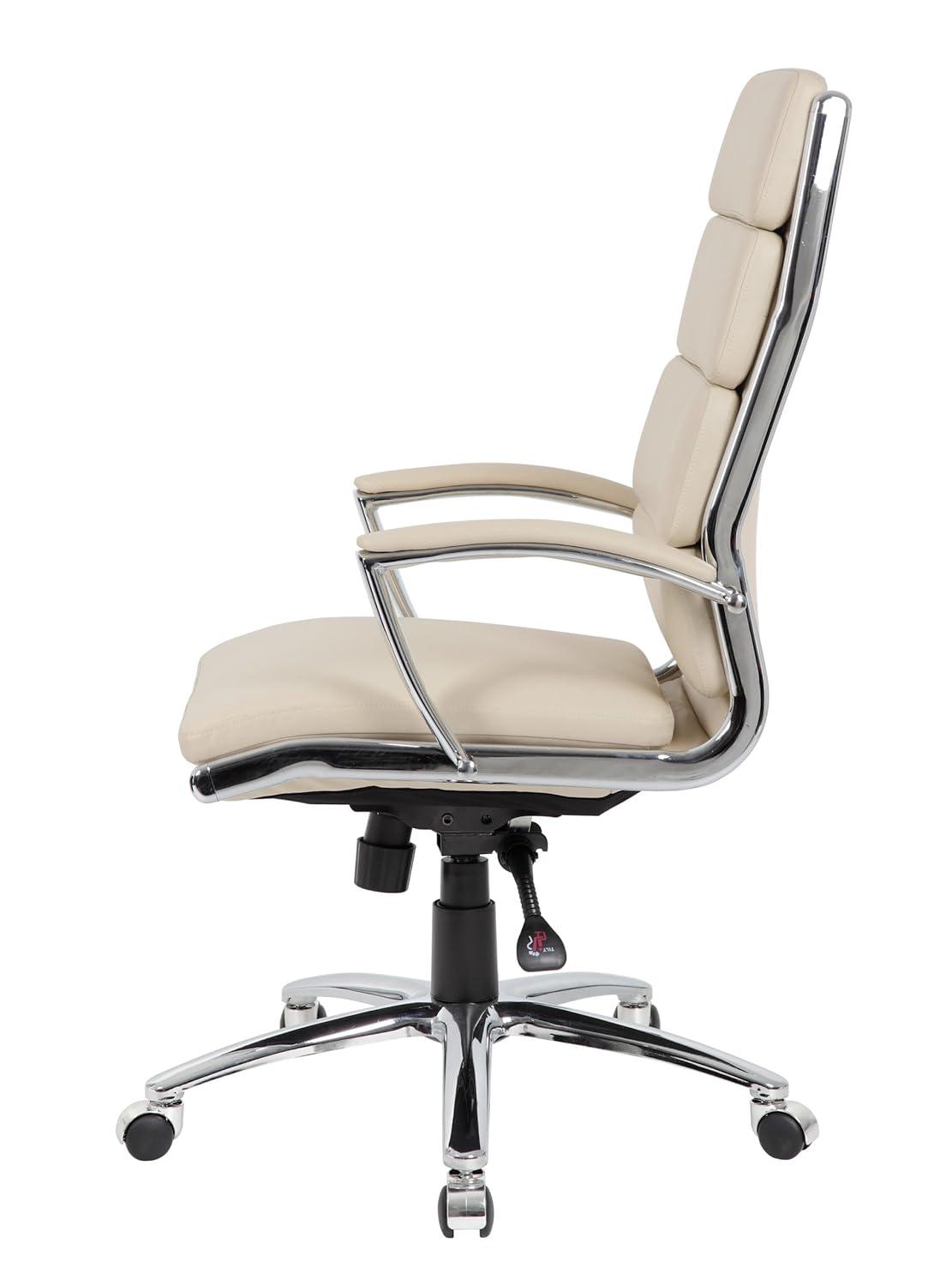 Contemporary Striped Executive Office Chair Beige with Lumbar Support & Casters - Boss Office Products