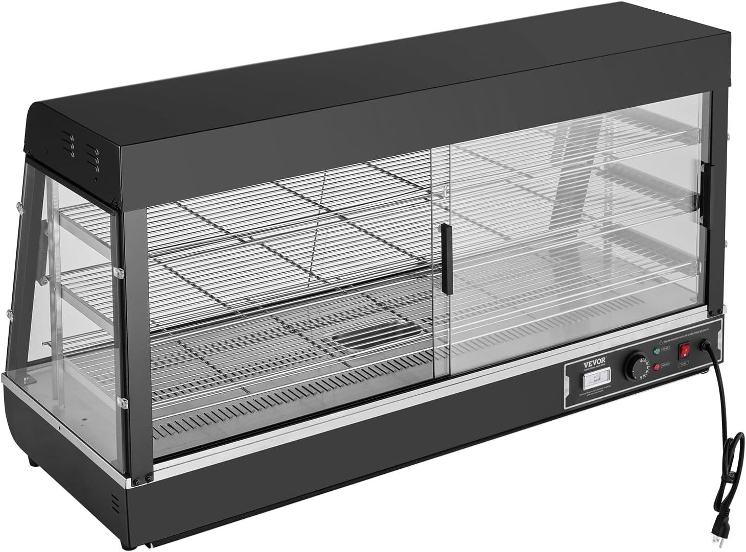 VEVOR 3-Tier Commercial Food Warmer Display, 1500W Food Display Warmer with Light, Adjustable Shelf and Temperature Display, Steam Heating, 180L