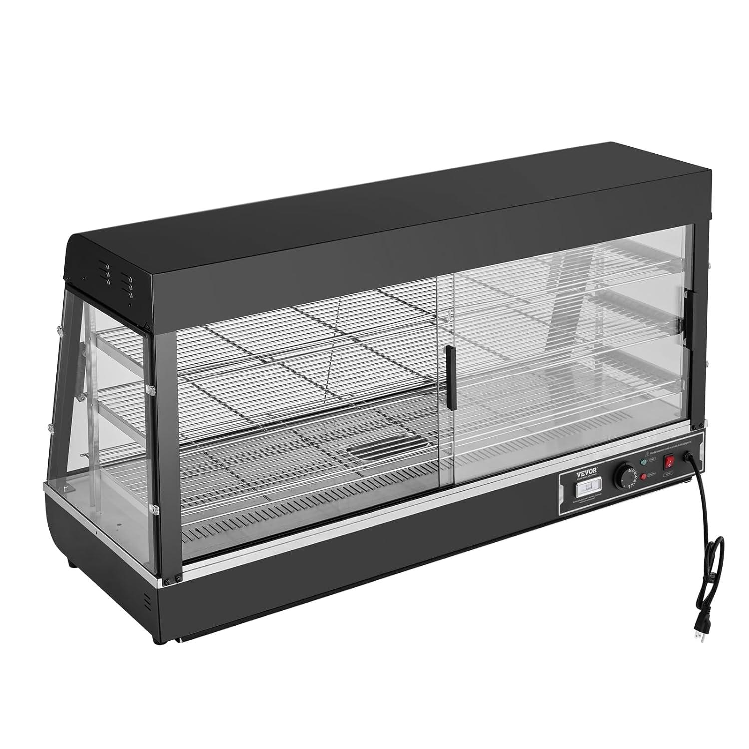 VEVOR 3-Tier Commercial Food Warmer Display, 1500W Food Display Warmer with Light, Adjustable Shelf and Temperature Display, Steam Heating, 180L