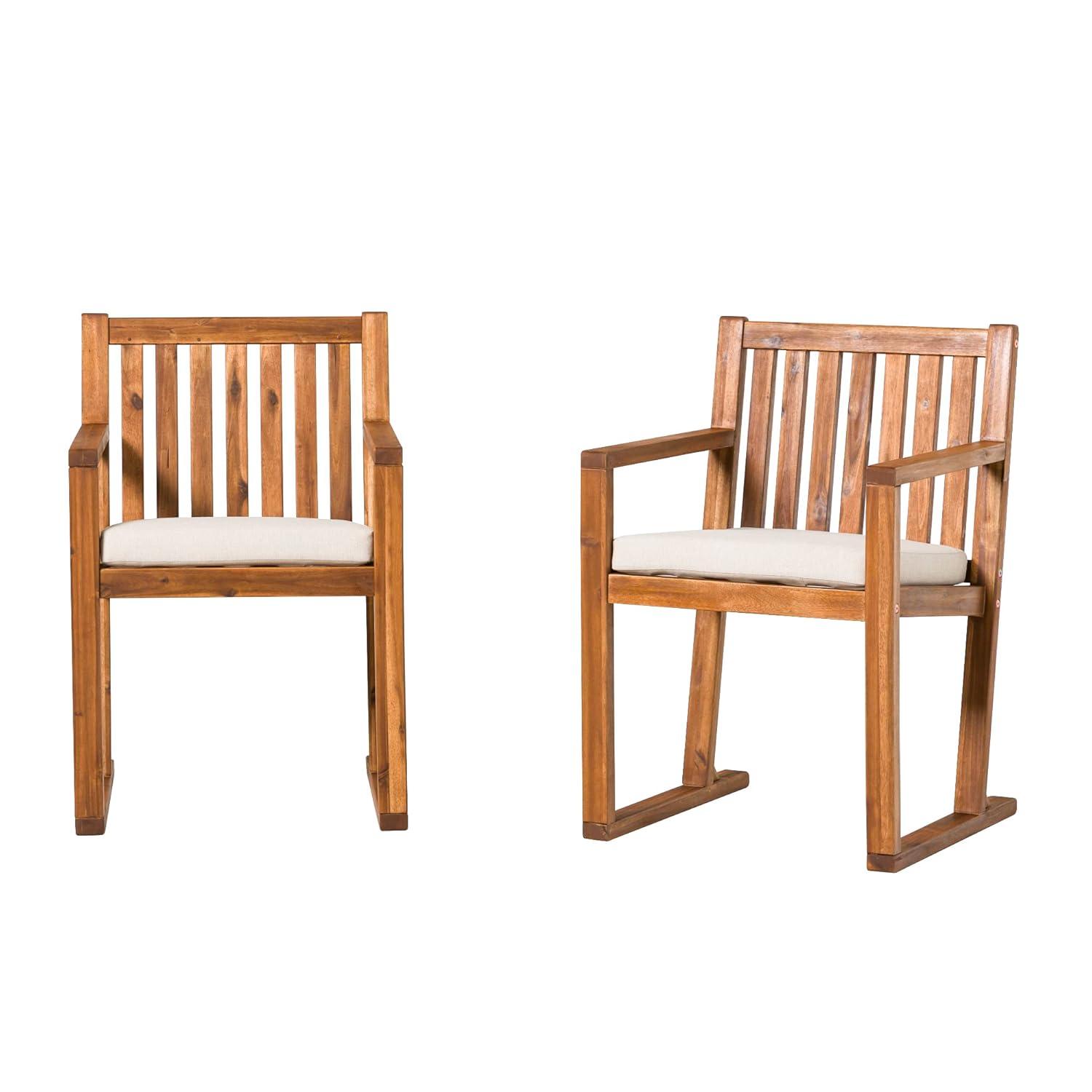 Millwood Pines Contemporary 2-Piece Solid Wood Slat-Back Patio Dining Chairs