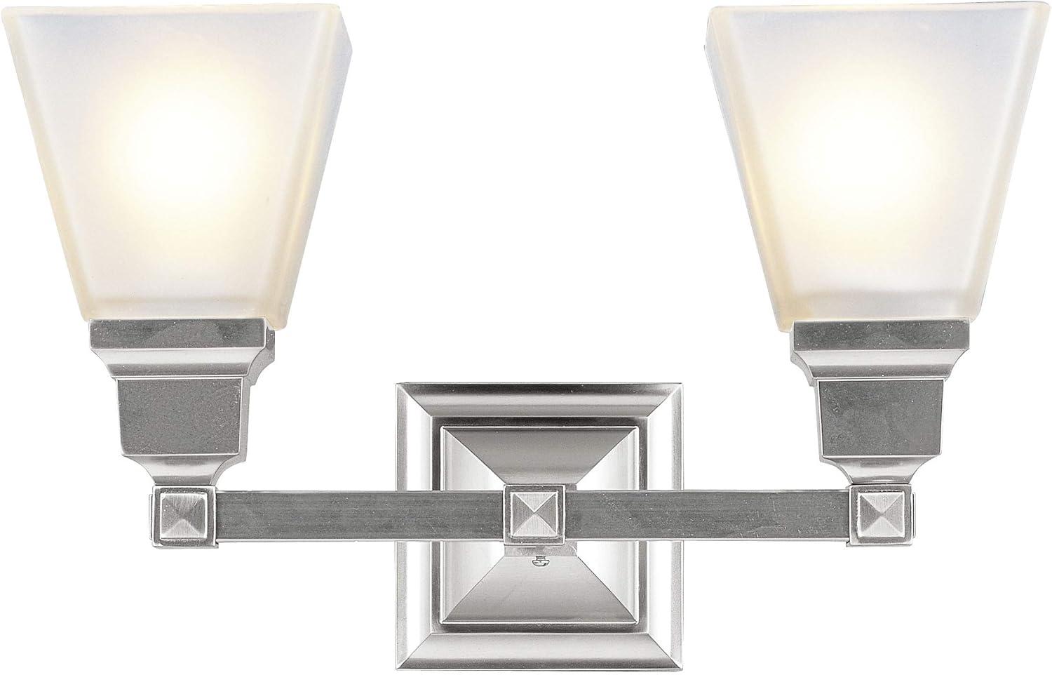 Elegant Brushed Nickel 2-Light Vanity with Frosted Satin Glass