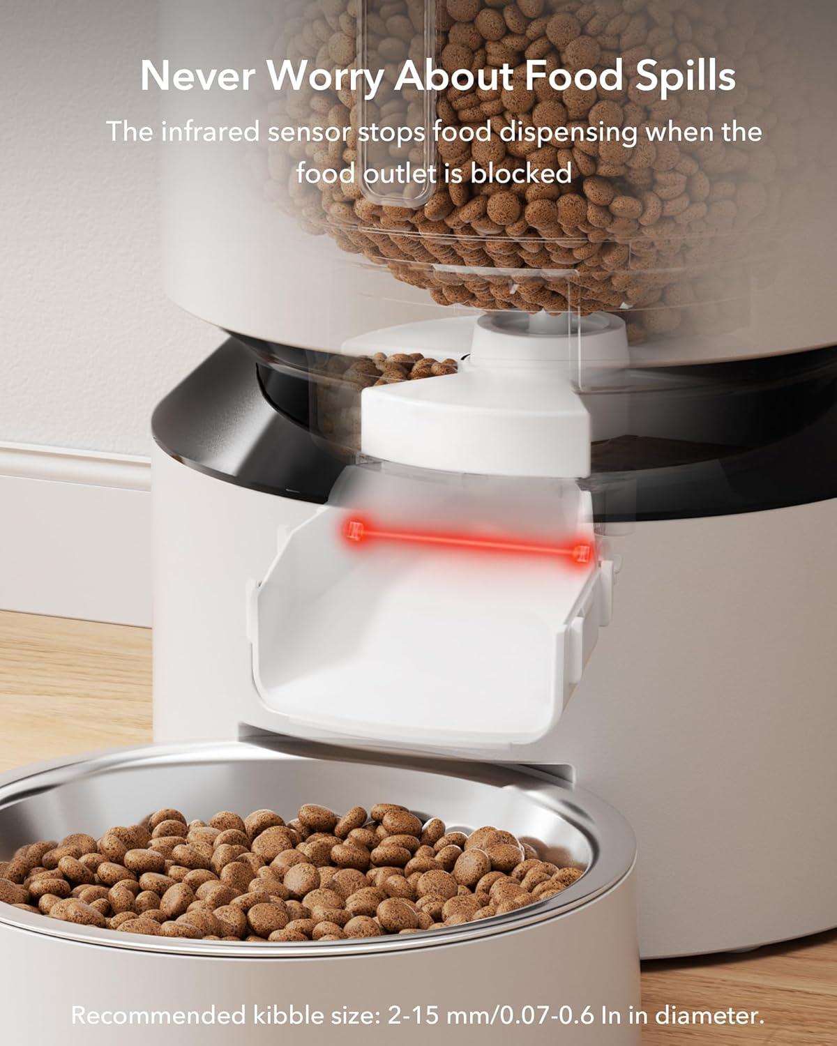 White Automatic Pet Feeder with LED Display and Voice Recorder