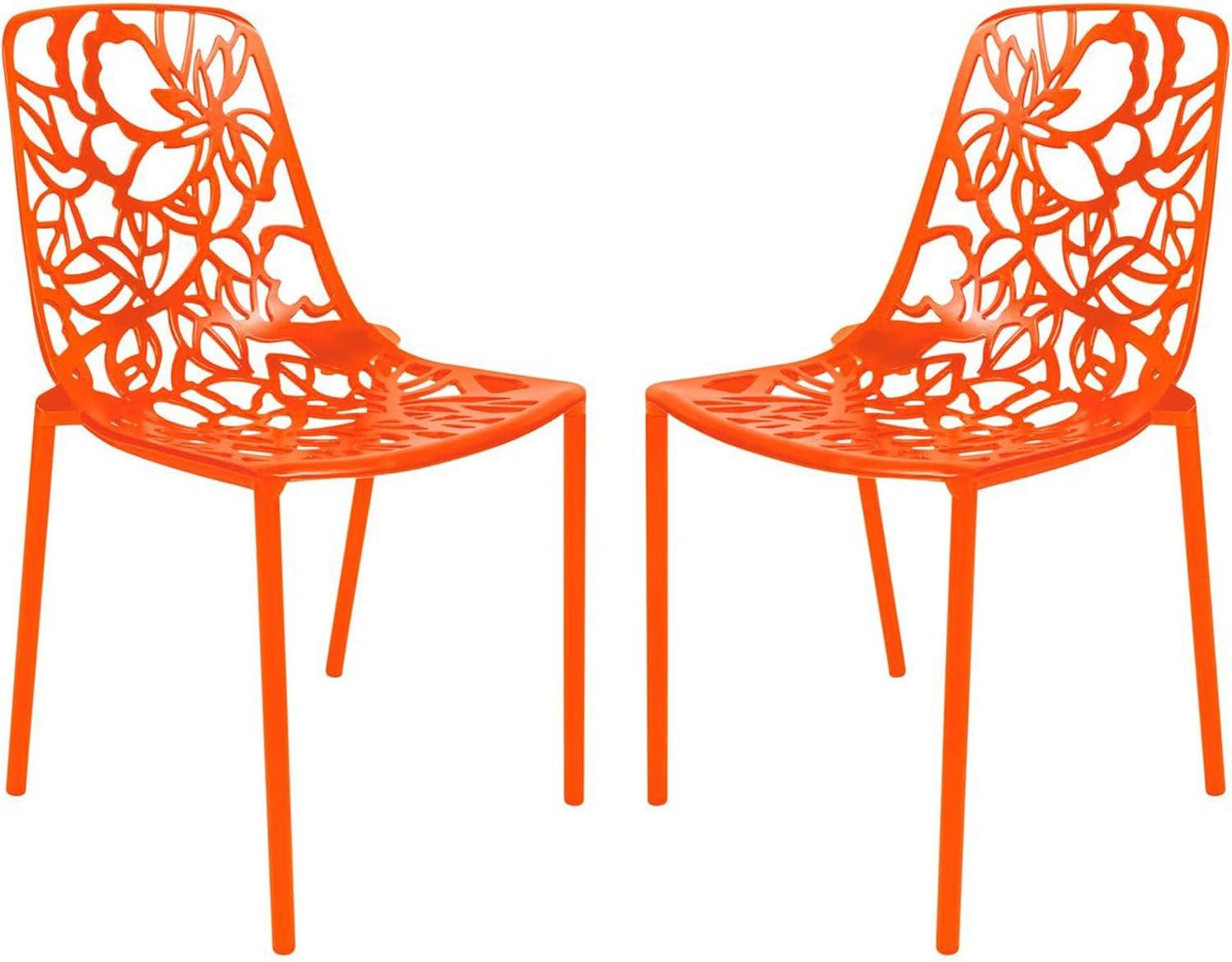 Devon Orange Aluminum Modern Outdoor Dining Chair Set