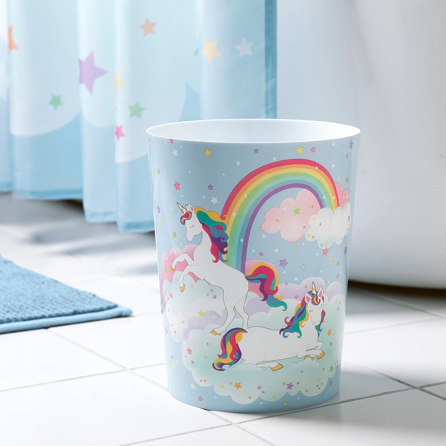 Unicorn & Rainbow Multicolored Plastic 4-Piece Bath Accessory Set