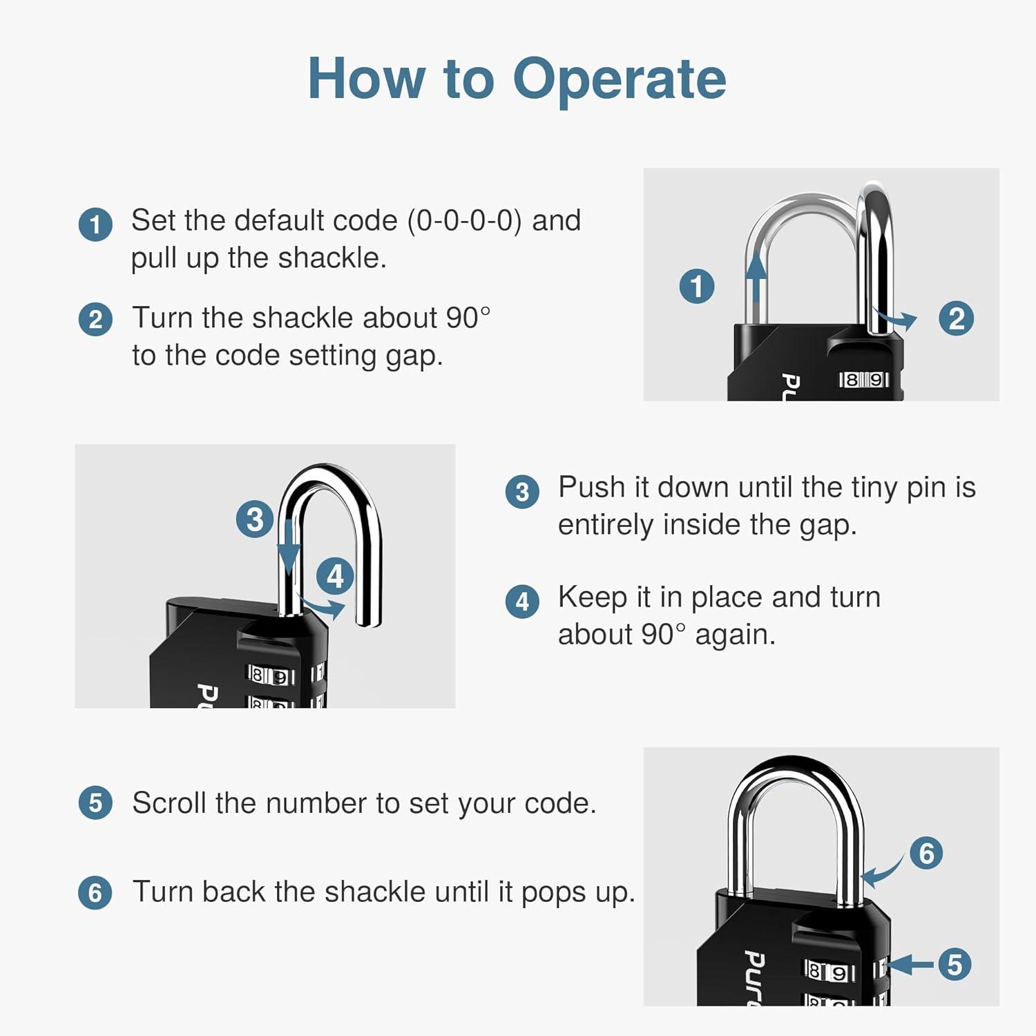 10 Pack Combination Lock Resettable 4 Digit Combination Padlock Waterproof Locker Locks Small Combo Locks Outdoor for School Gym Locker Fence Toolbox Gate Case Hasp Cabinet Storage (Black）