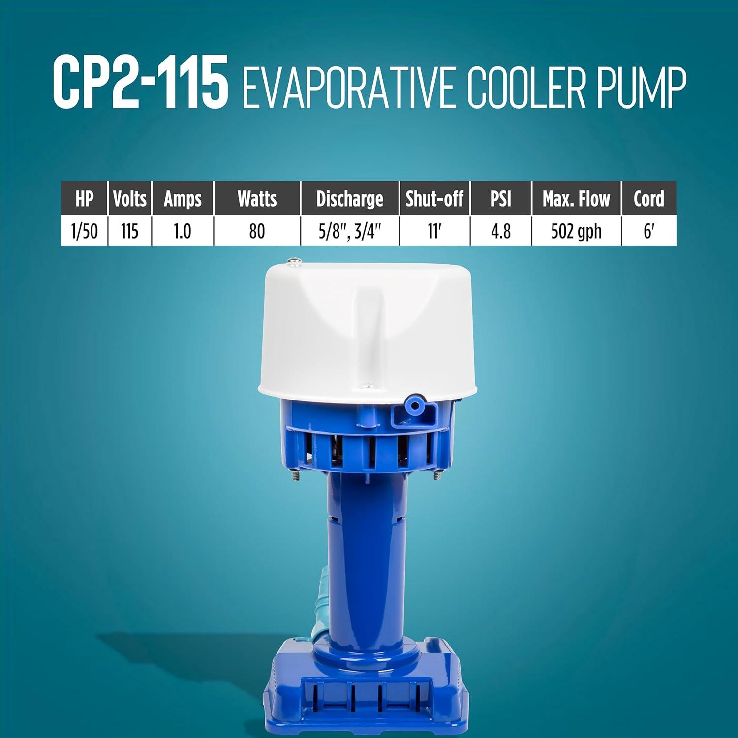 Blue and White Evaporative Cooler Pump with 6-ft Cord