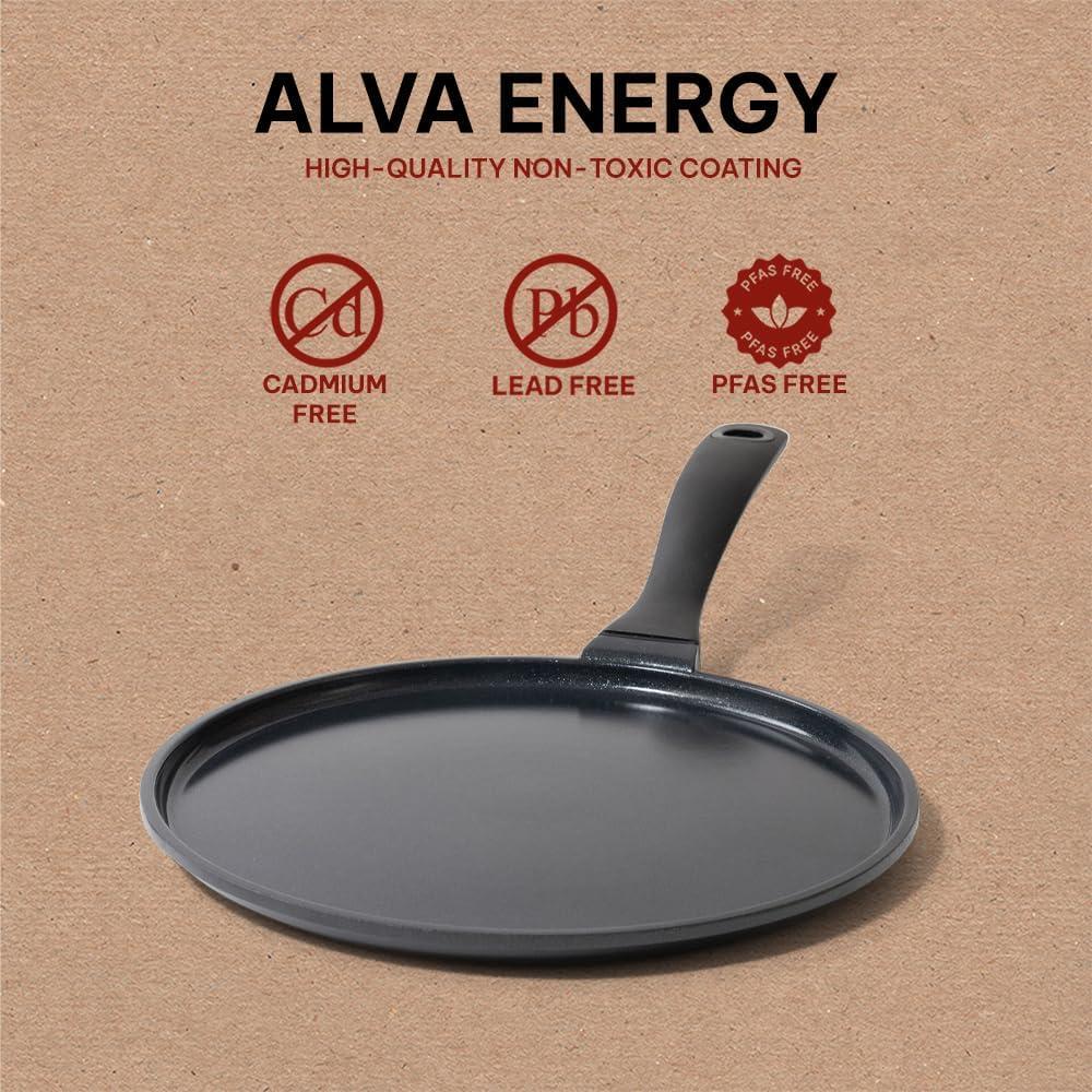 Alva Energy Ceramic Nonstick Crepe Pan Griddle Skillet Induction Non Toxic Cookware PFAS, PFOA & PFTE Free, Pancake Pan, Egg Pan, Omelet Pan, Induction Safe