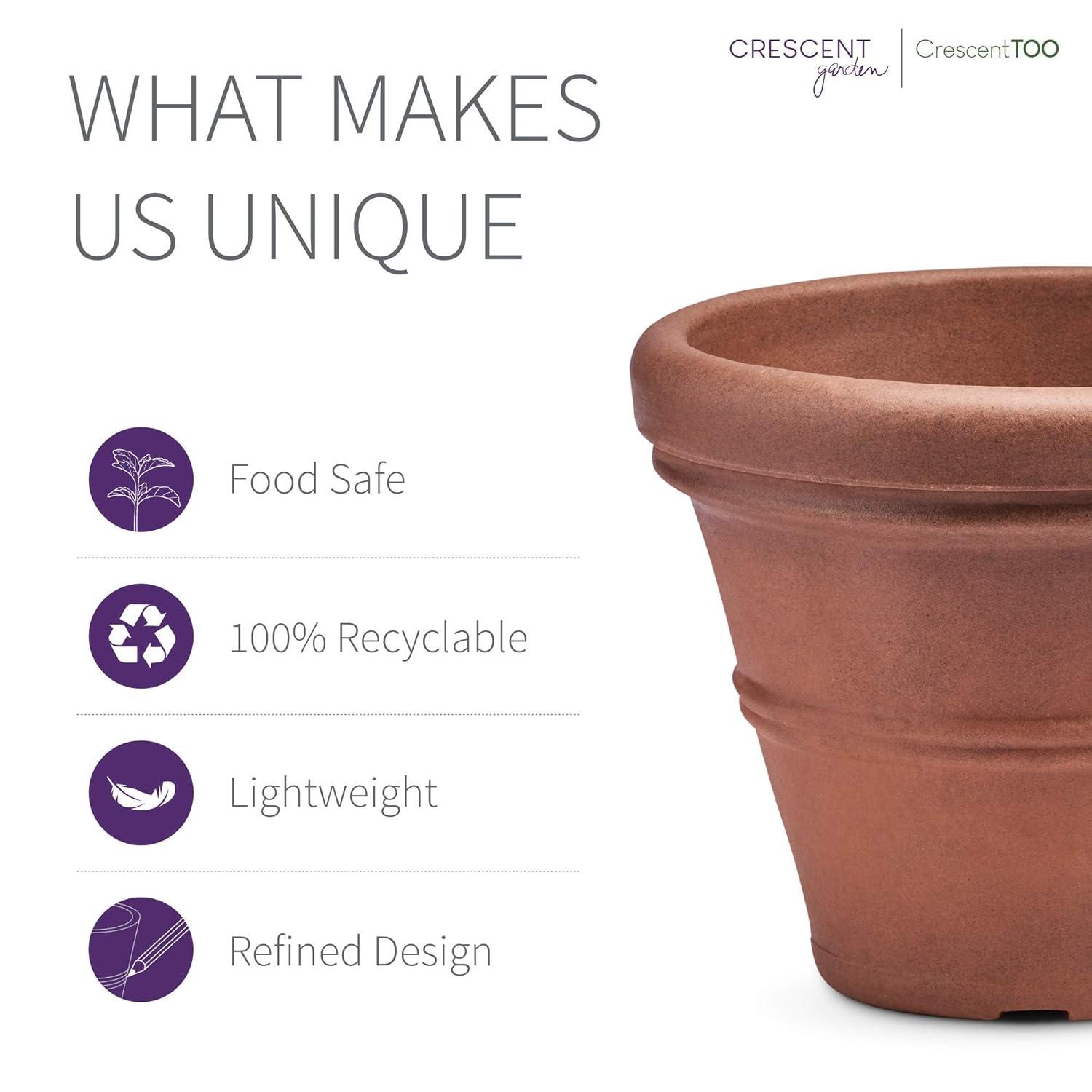 Crescent Garden Brunello Classic Rolled-Rim Plant Pot, Rust, 12in