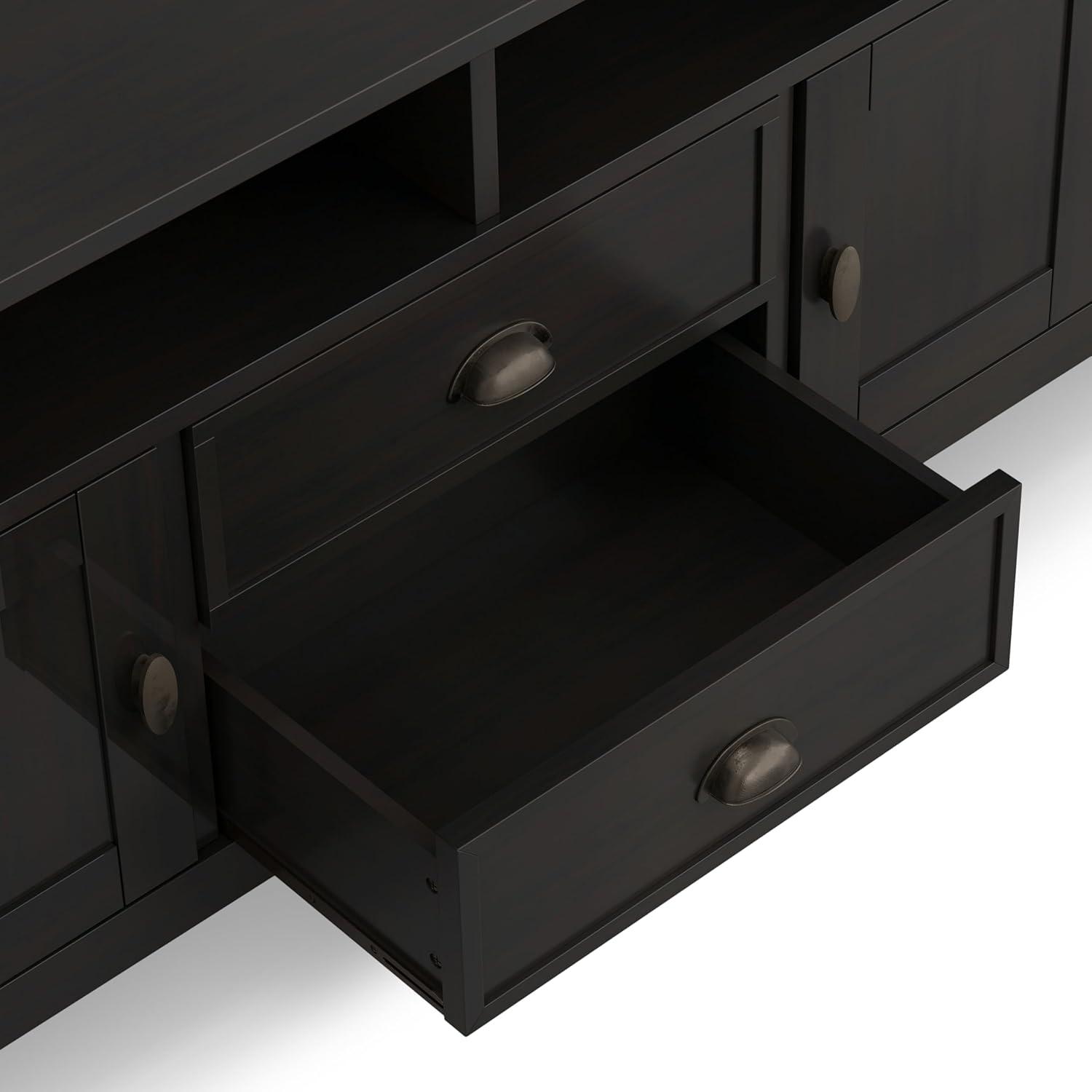 Simpli Home Redmond 72"W Solid Wood TV Stand for TVs up to 80" with Storage Cabinets