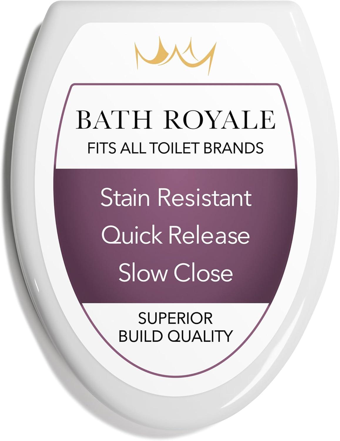 Slow Close Toilet Seat BR501-00 White Elongated, Stain-Resistant and Easy to Keep Clean, Heavy Duty Fits All Toilet Brands, Executive Series