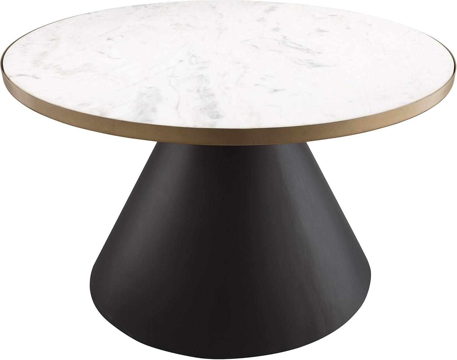 Richard Round White Marble and Iron Cocktail Table