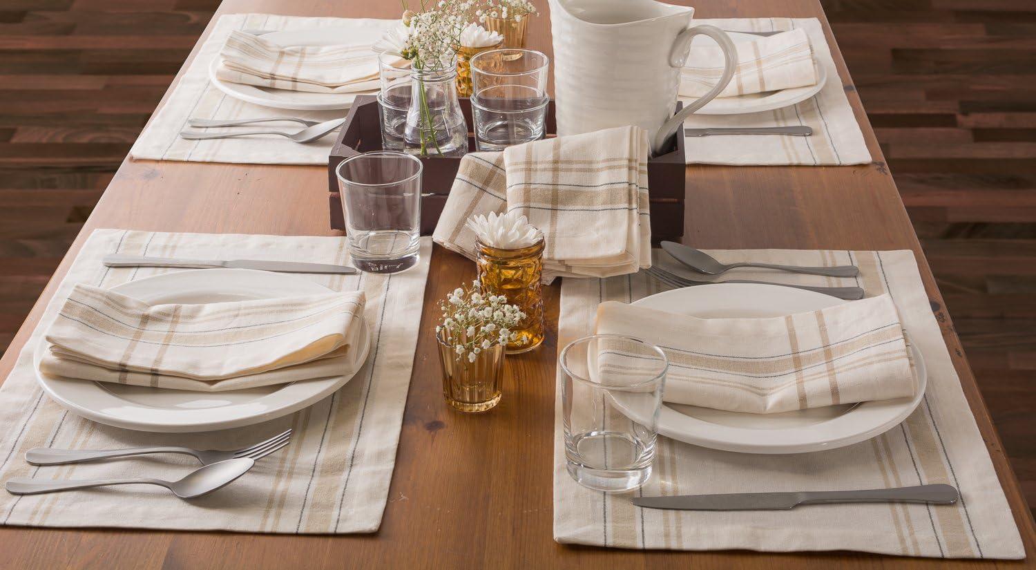 White Chambray French Stripe Placemat Set of 6