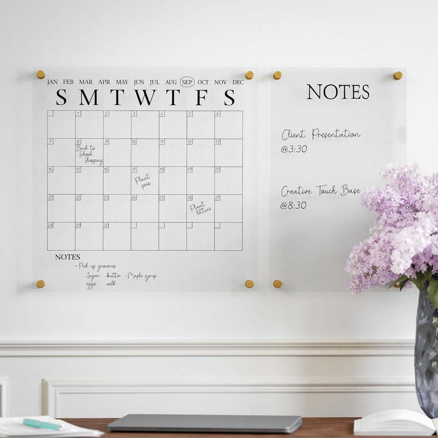 Thomas Martha Stewart Acrylic Wall Calendar and Notes Board with Marker and Mounting Hardware