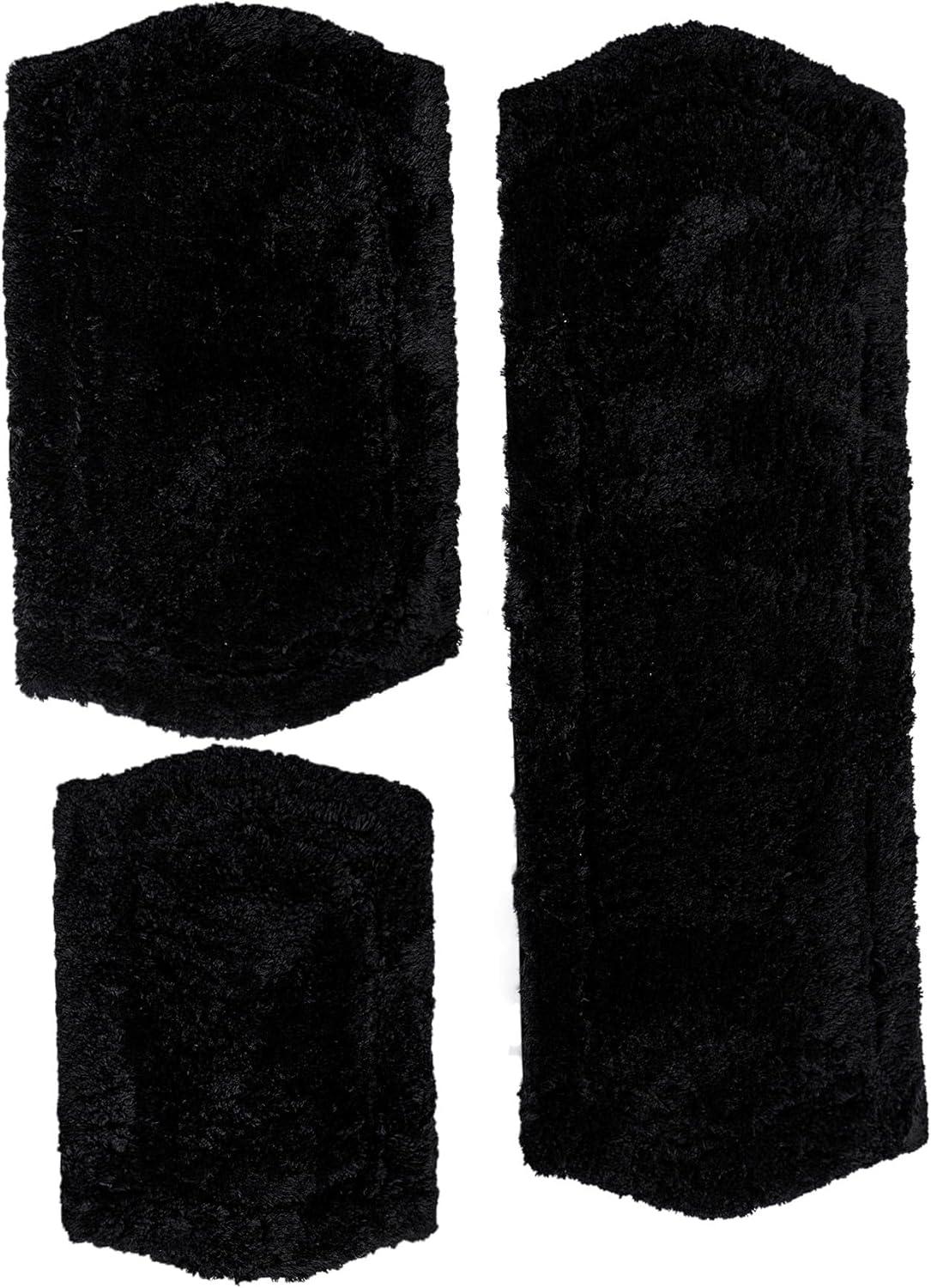 Chesapeake Paradise 3pc Memory Foam Black Bath Rug Set (22"x60" & 21"x34" & 17"x24")