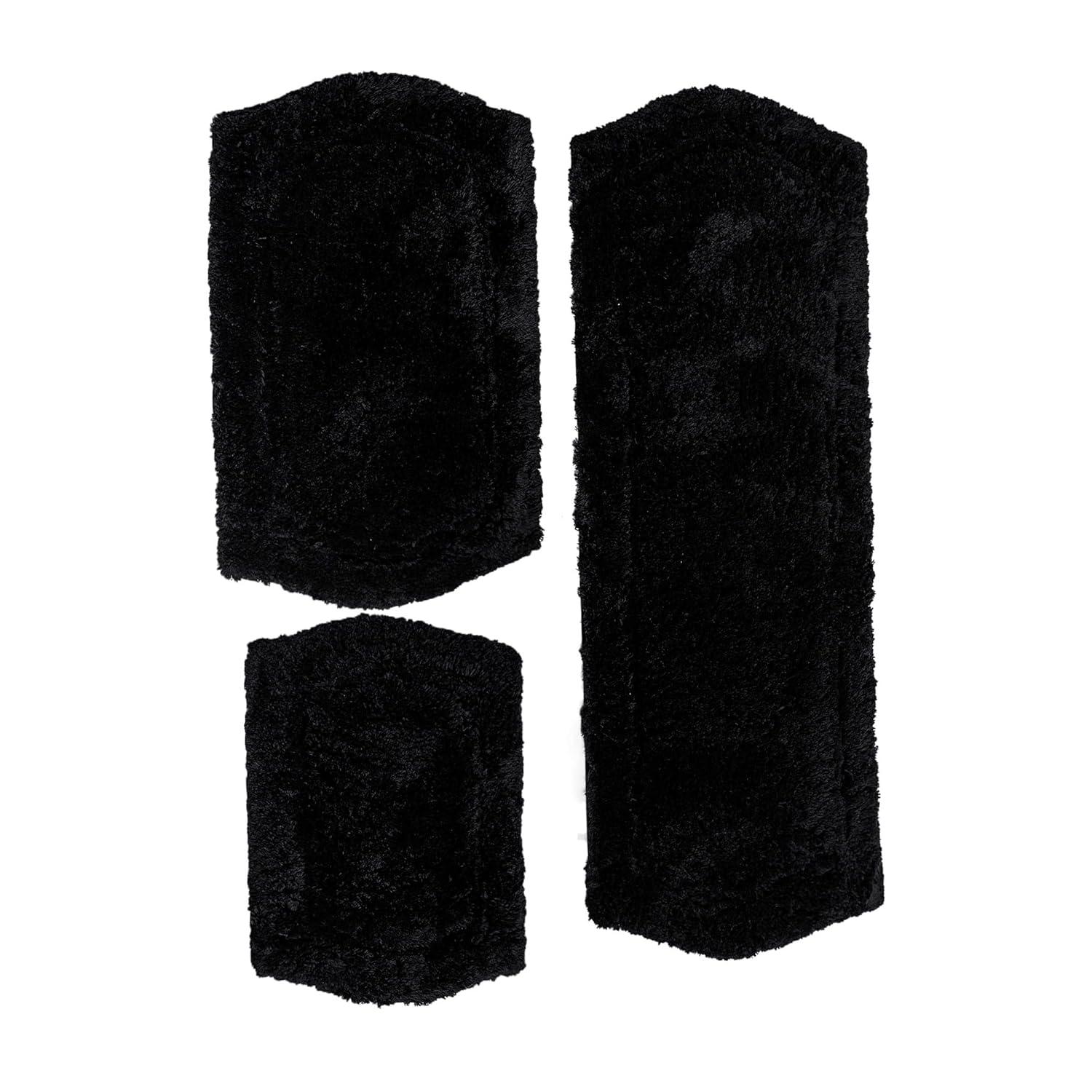 Chesapeake Paradise 3pc Memory Foam Black Bath Rug Set (22"x60" & 21"x34" & 17"x24")