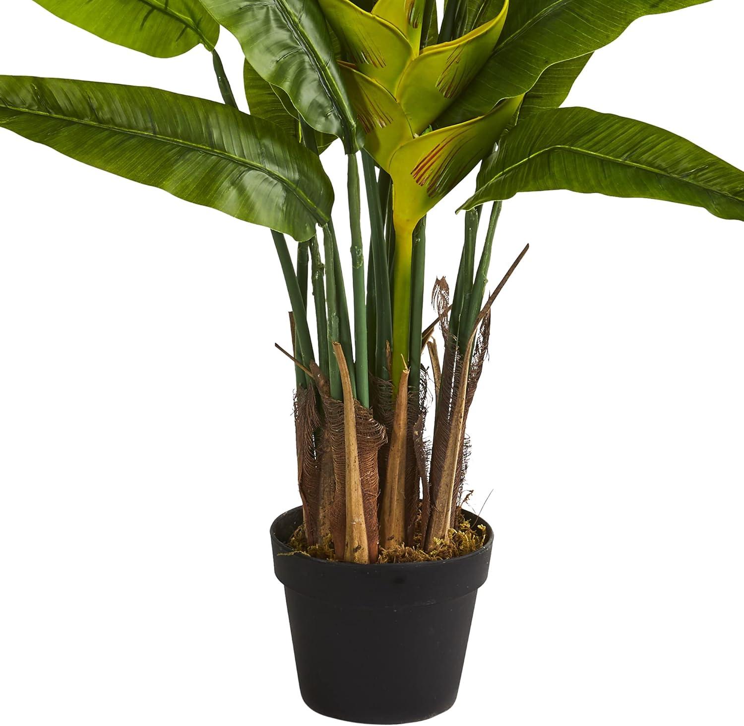 54" Artificial Traveler's Palm Tree in Pot Black - Nearly Natural