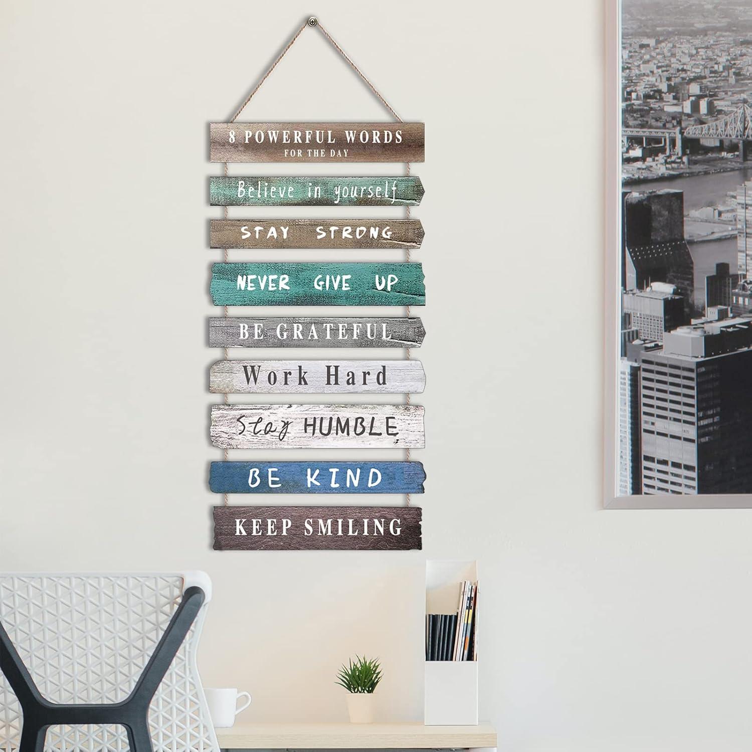 Rustic Wooden Inspirational Quotes Wall Art, 12" x 24"