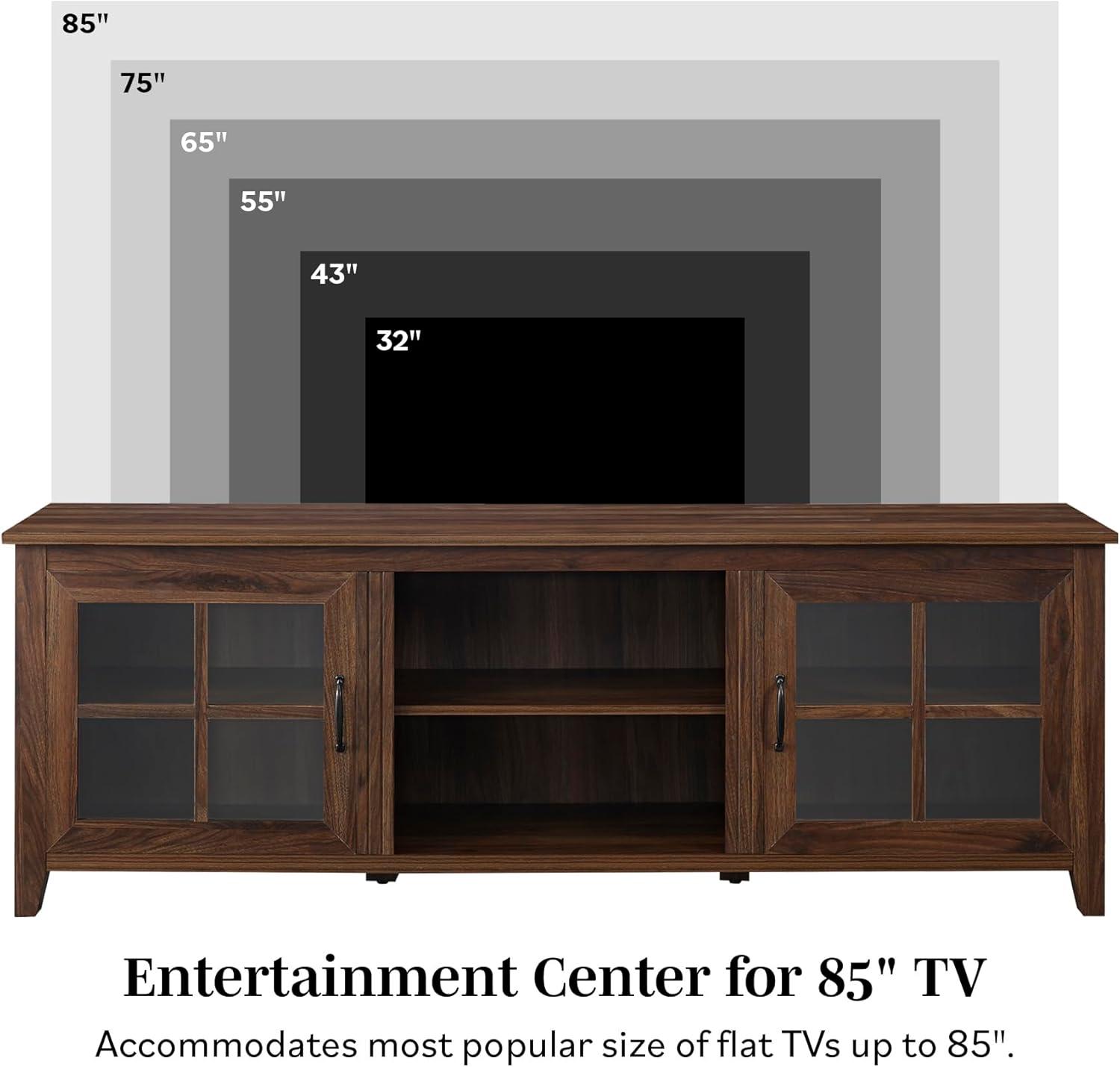Walker Edison Modern Farmhouse TV Stand for TVs Up to 78", Dark Walnut