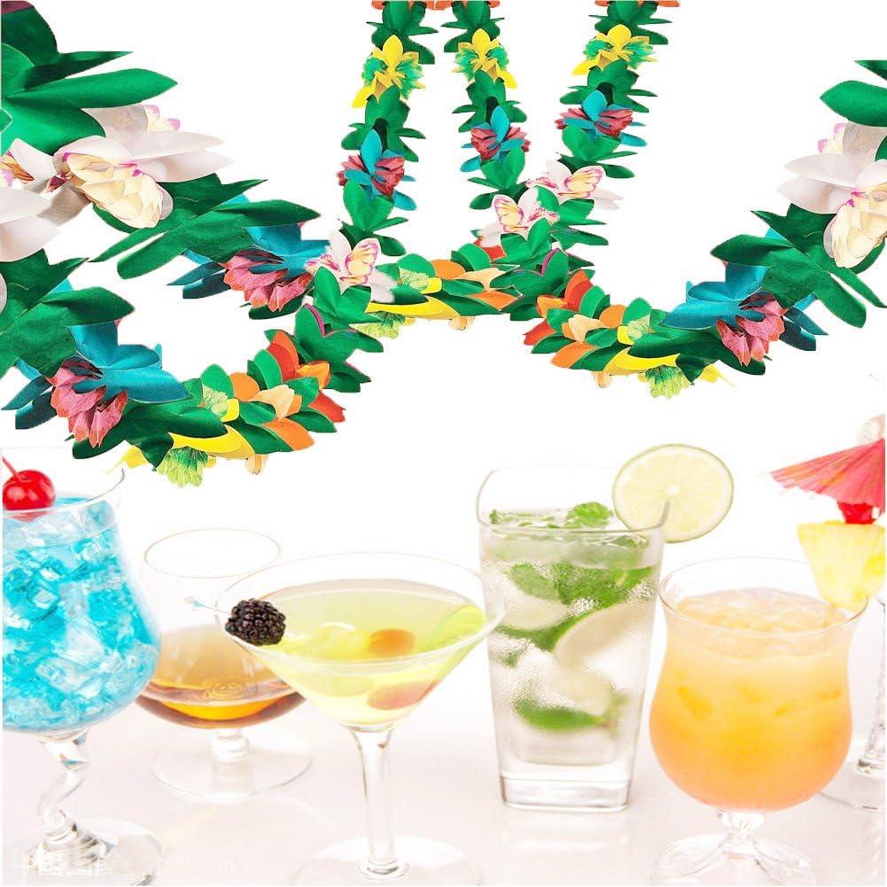 Tropical Multicolored Paper Flower Garland Banner, 12 Feet