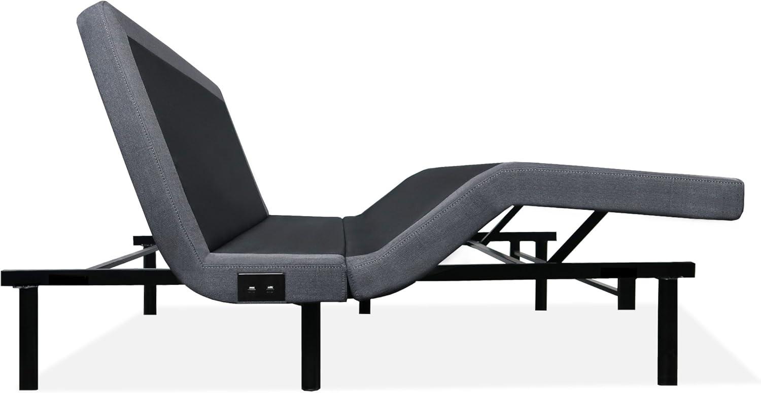 King Adjustable Black Metal Frame Bed with Wireless Remote