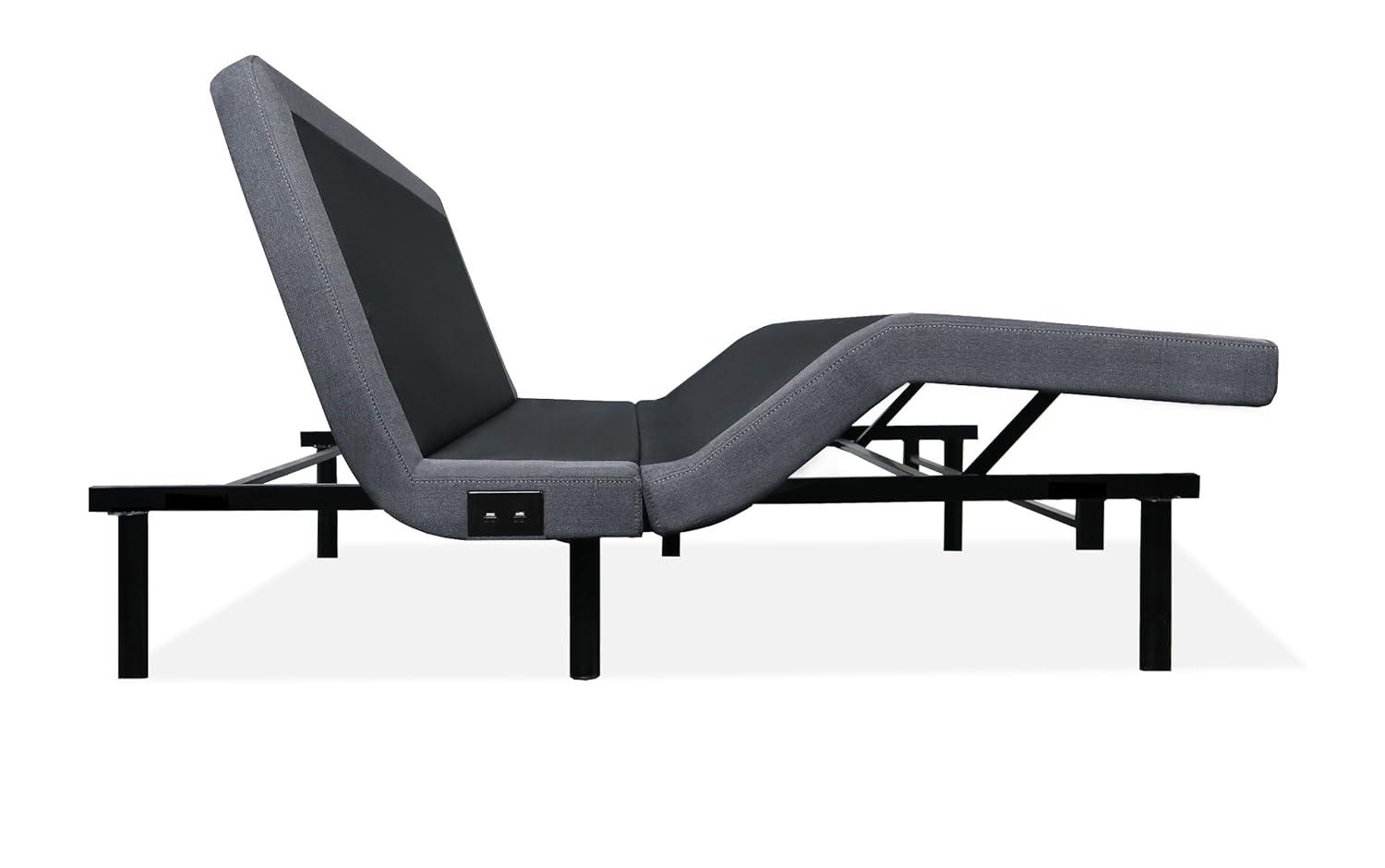 King Adjustable Black Metal Frame Bed with Wireless Remote